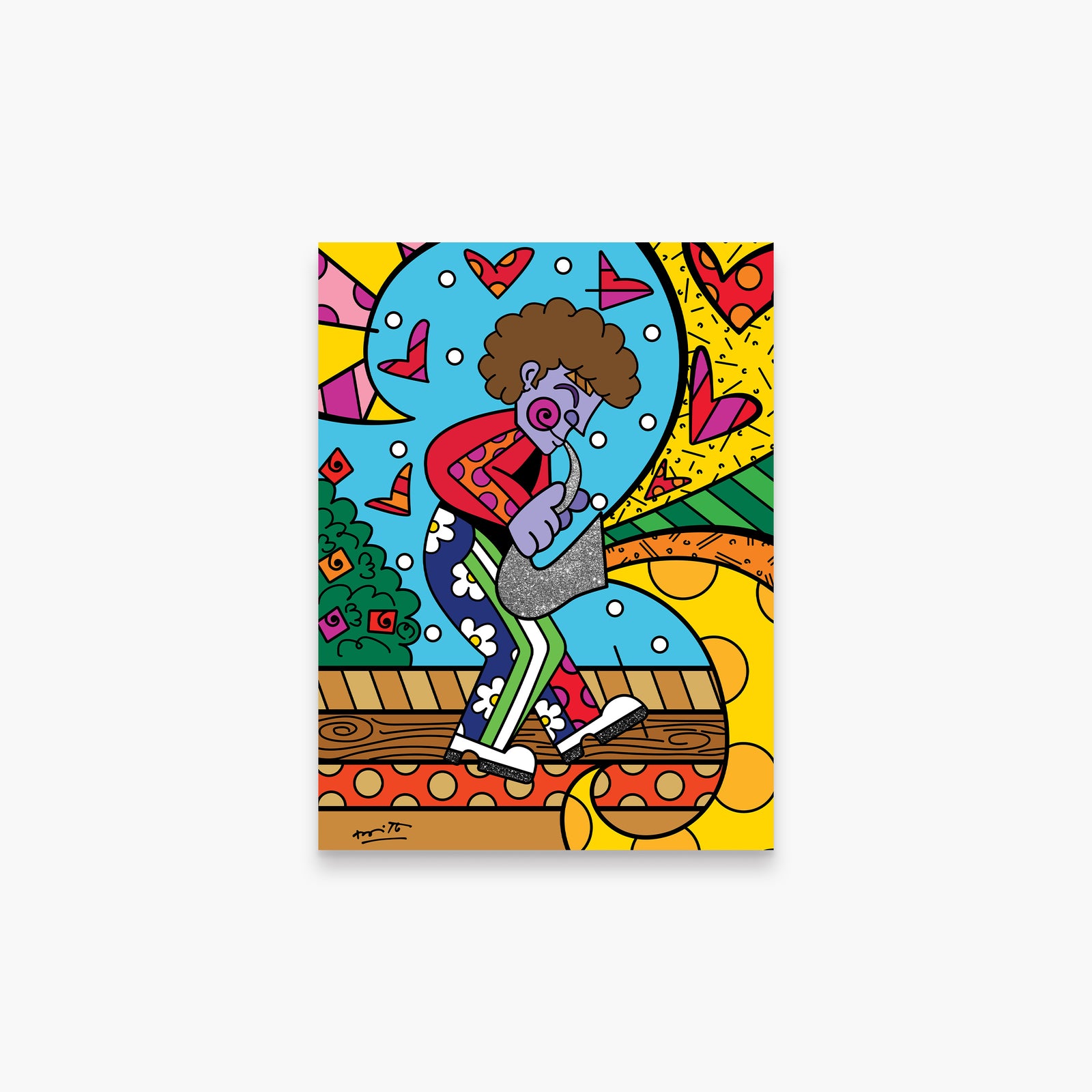 Romero Britto jazz man limited edition print  colorful pop art design