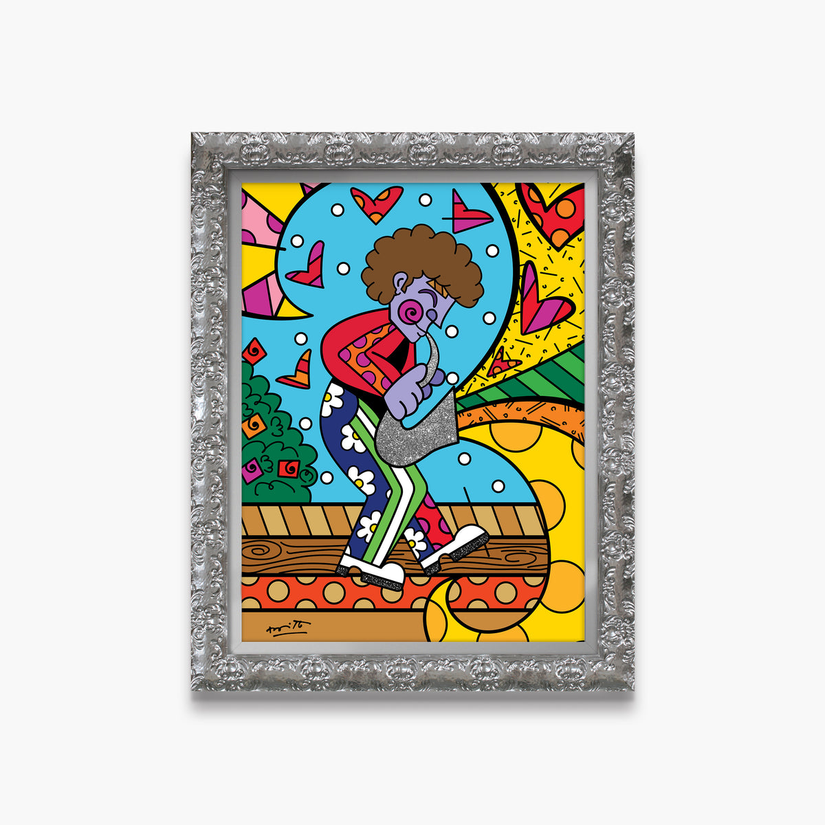 Romero Britto jazz man limited edition print  contemporary pop art piece