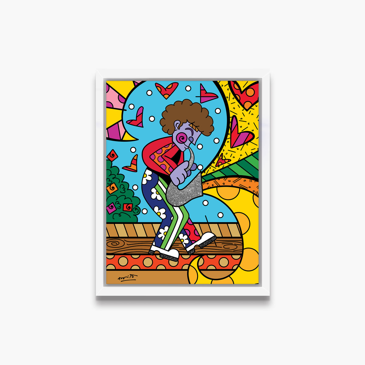 Romero Britto jazz man limited edition print  colorful pop art design