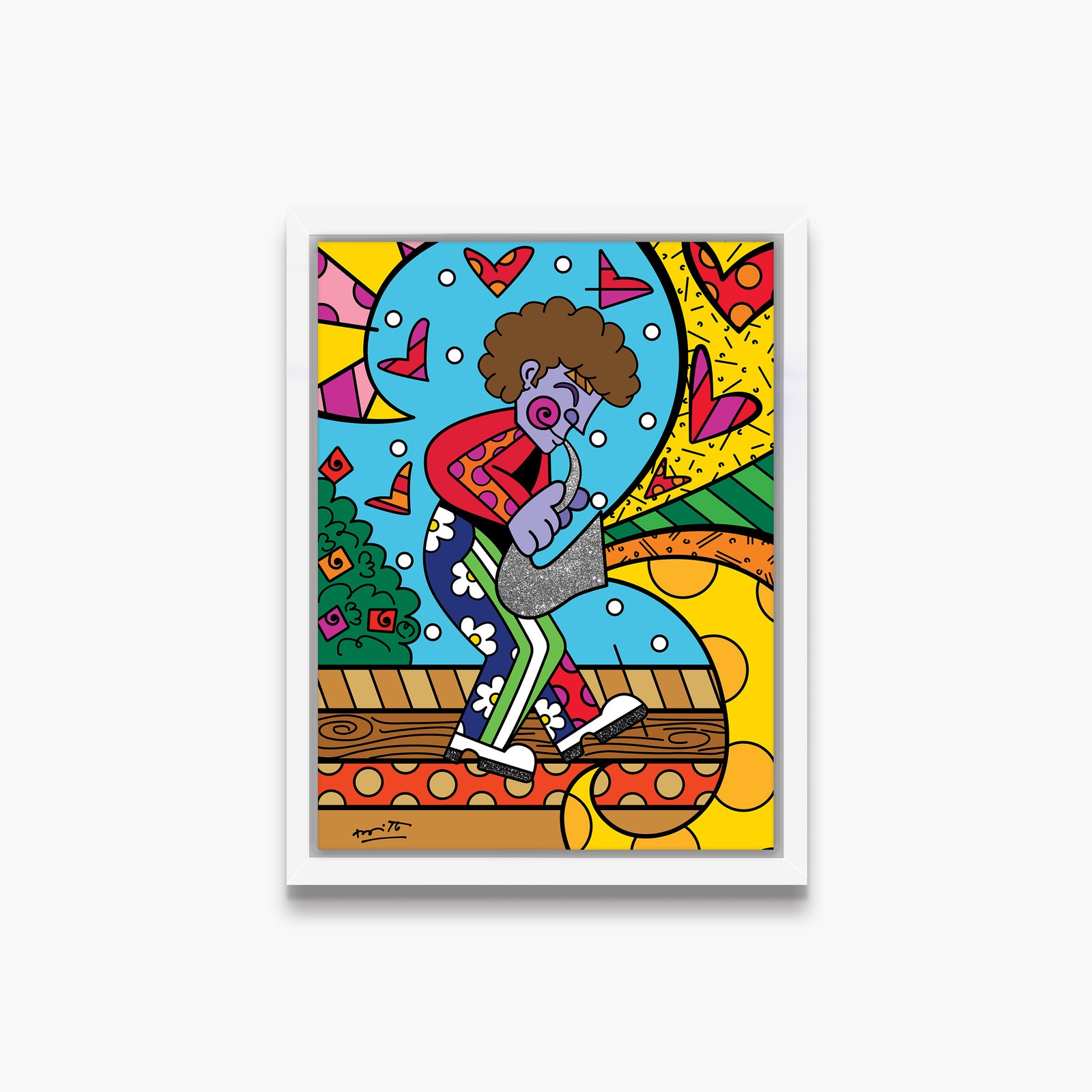 Romero Britto jazz man limited edition print  colorful pop art design