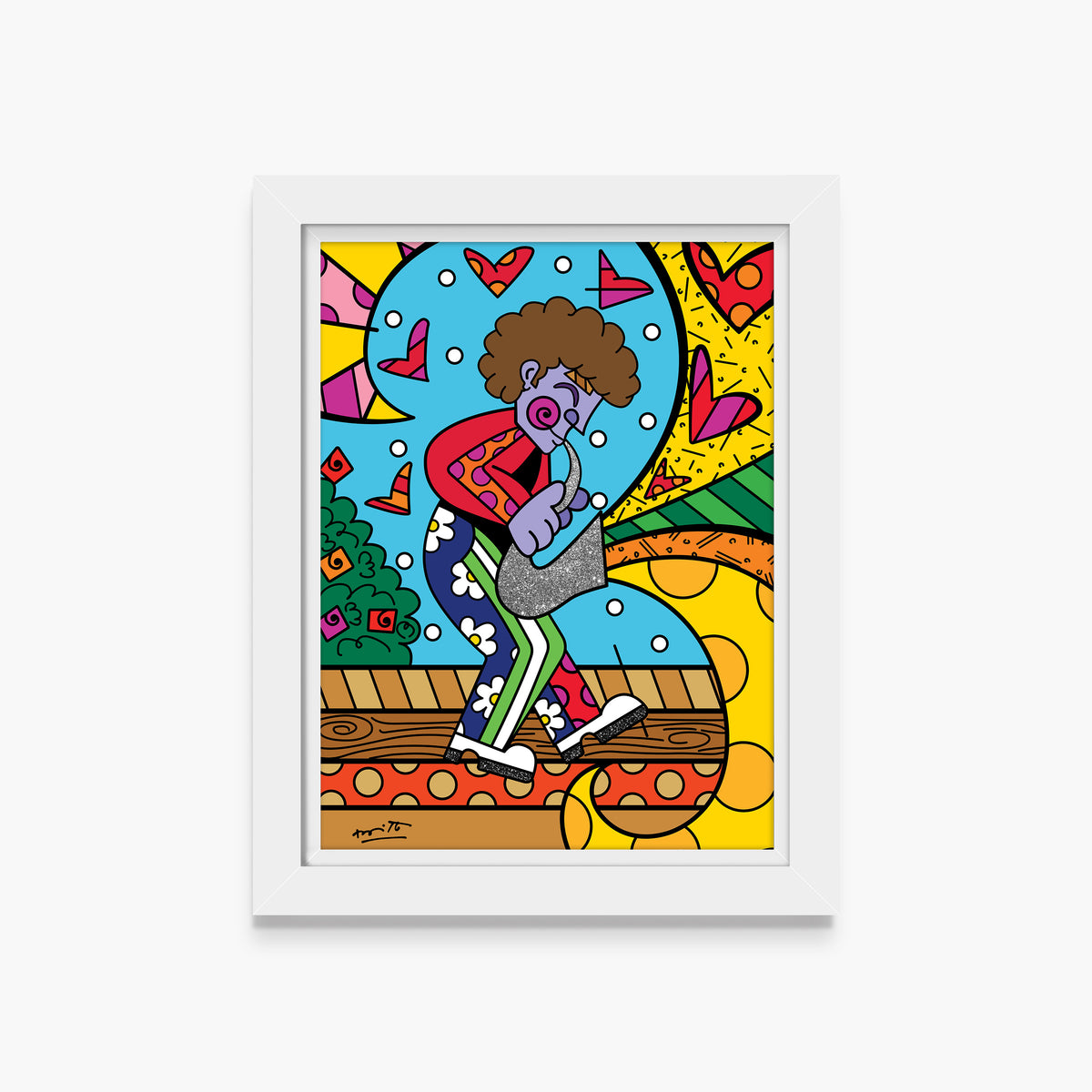 Romero Britto jazz man limited edition print  contemporary pop art piece