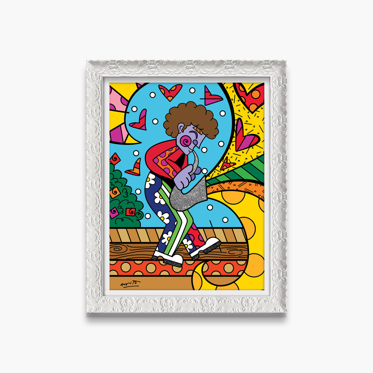 Romero Britto jazz man limited edition print  colorful pop art design