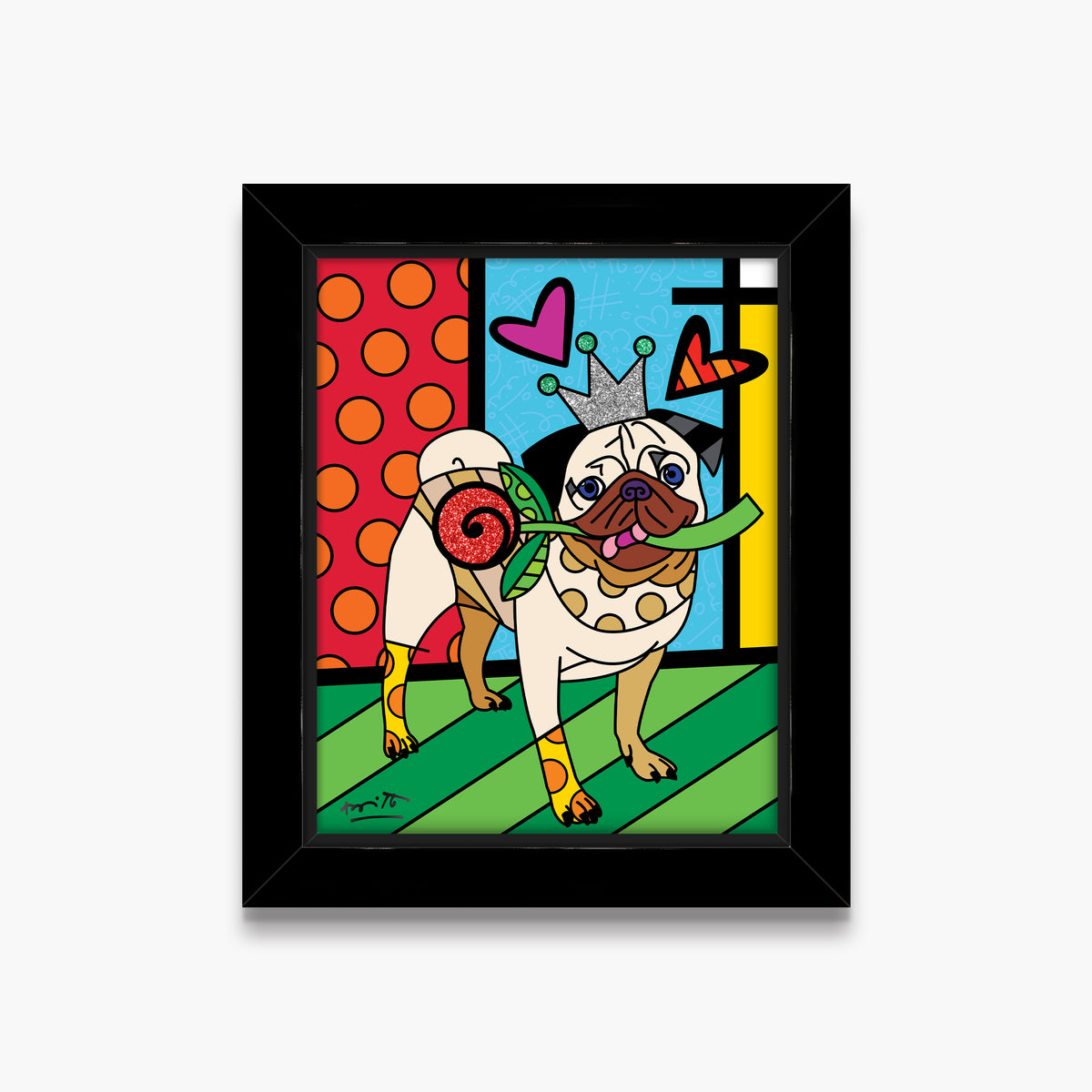 Romero Britto lovely doug limited edition print  colorful pop art design