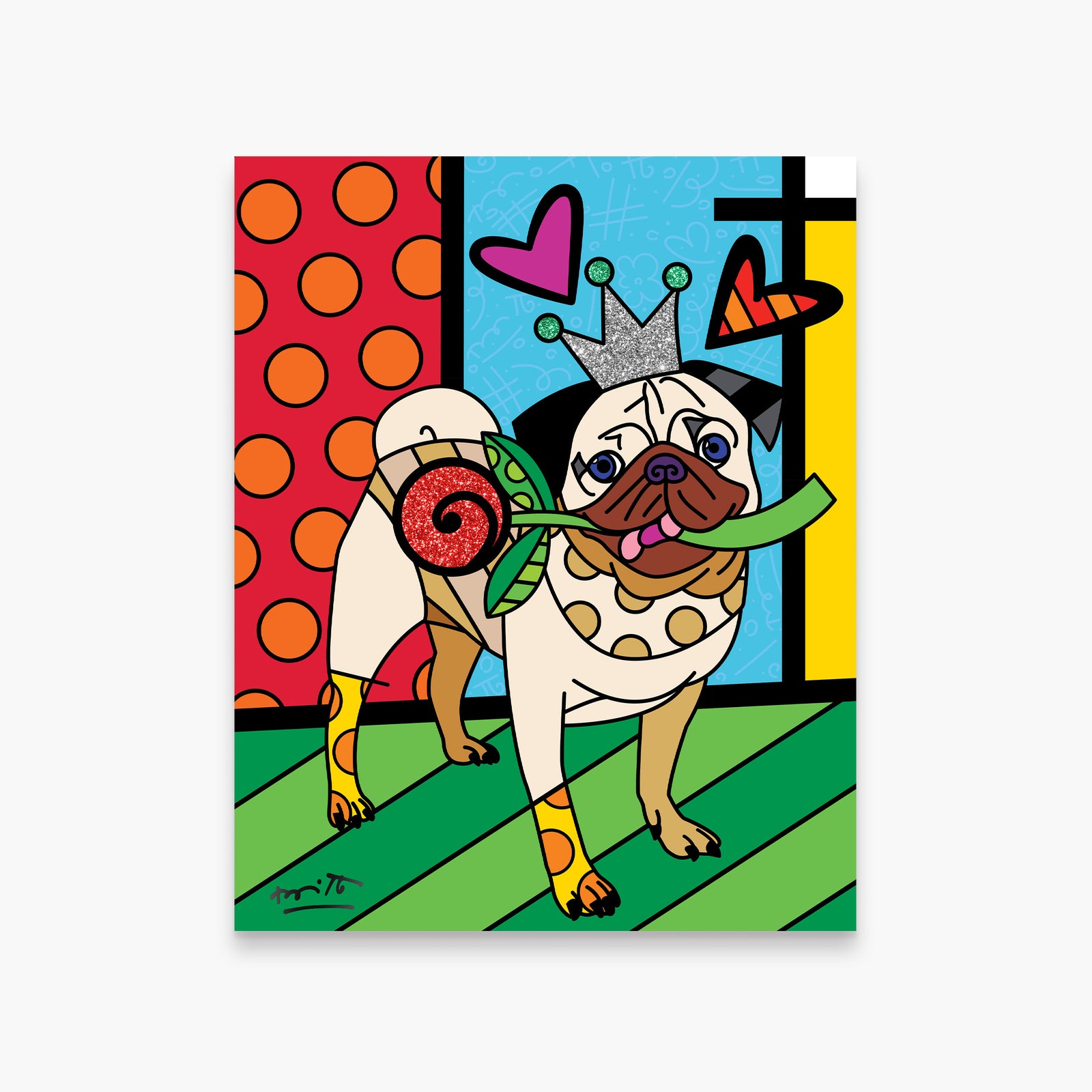 Romero Britto lovely doug limited edition print  colorful pop art design