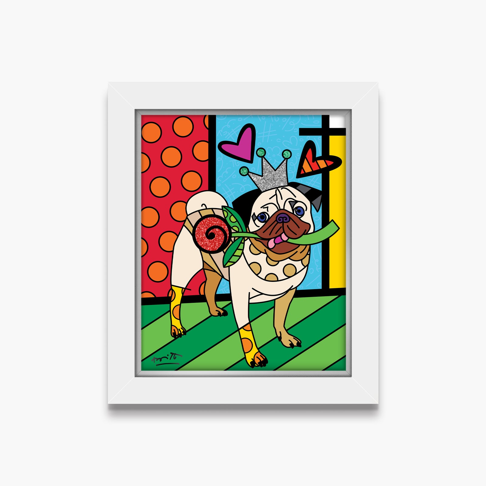 Romero Britto lovely doug limited edition print  contemporary pop art piece