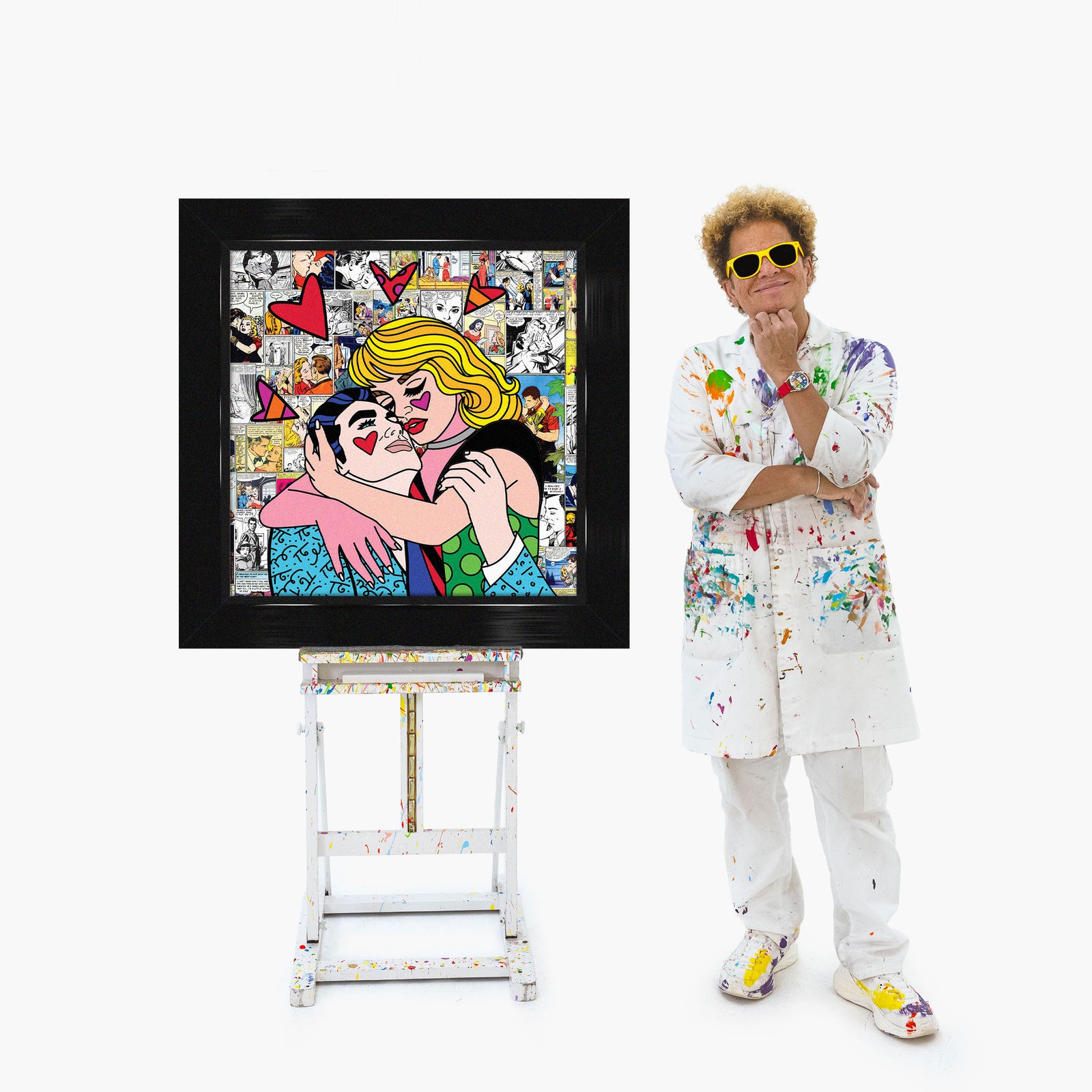Romero Britto love you limited edition print  colorful pop art design