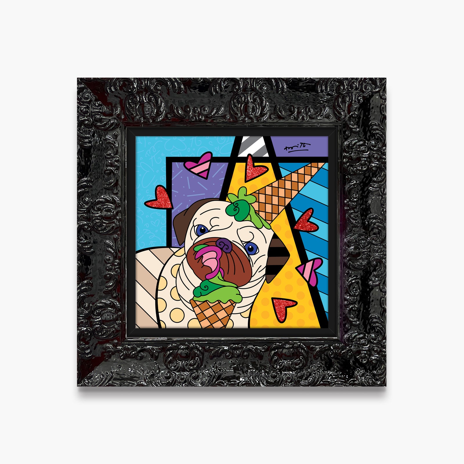 Romero Britto pistachio limited edition print  contemporary pop art piece