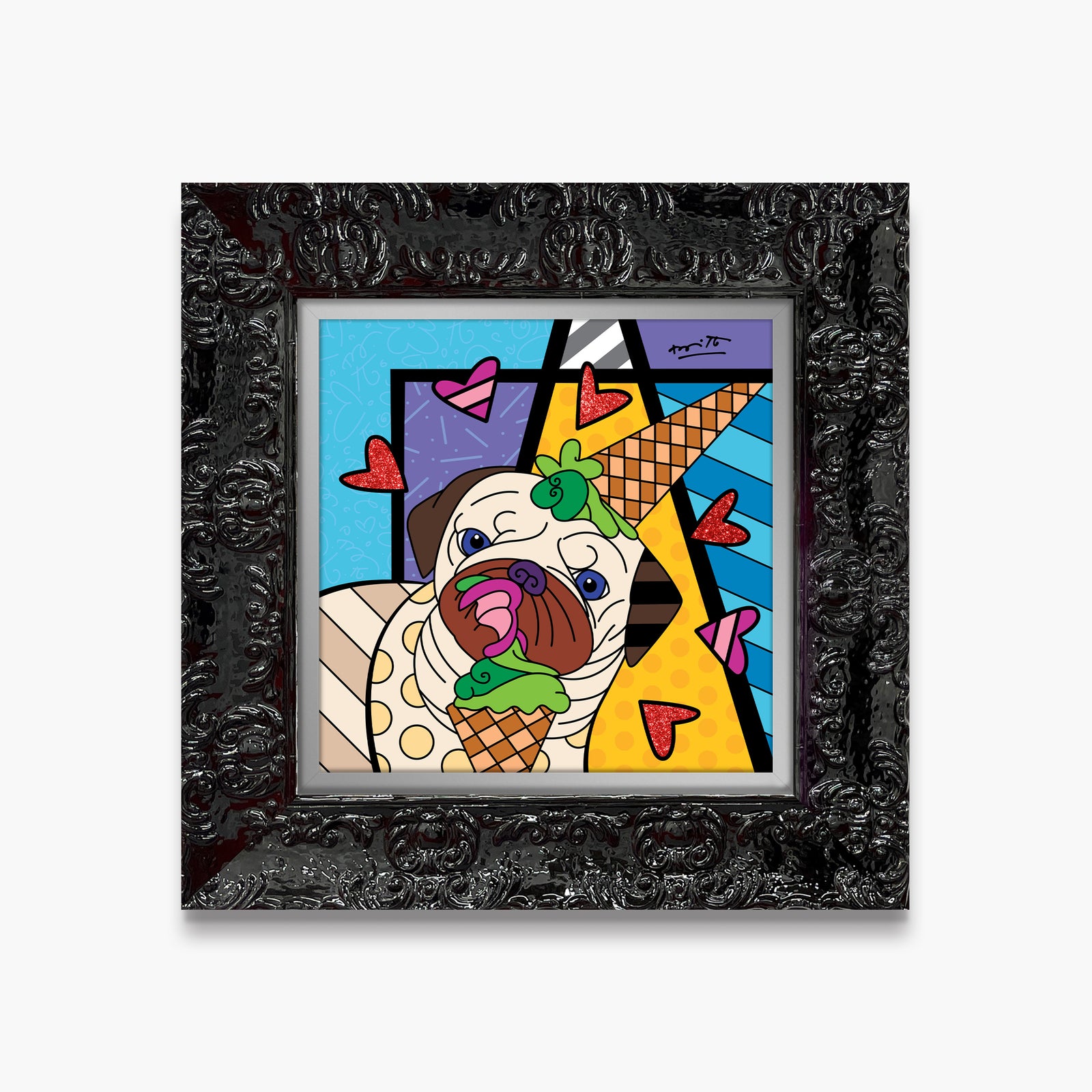 Romero Britto pistachio limited edition print  colorful pop art design