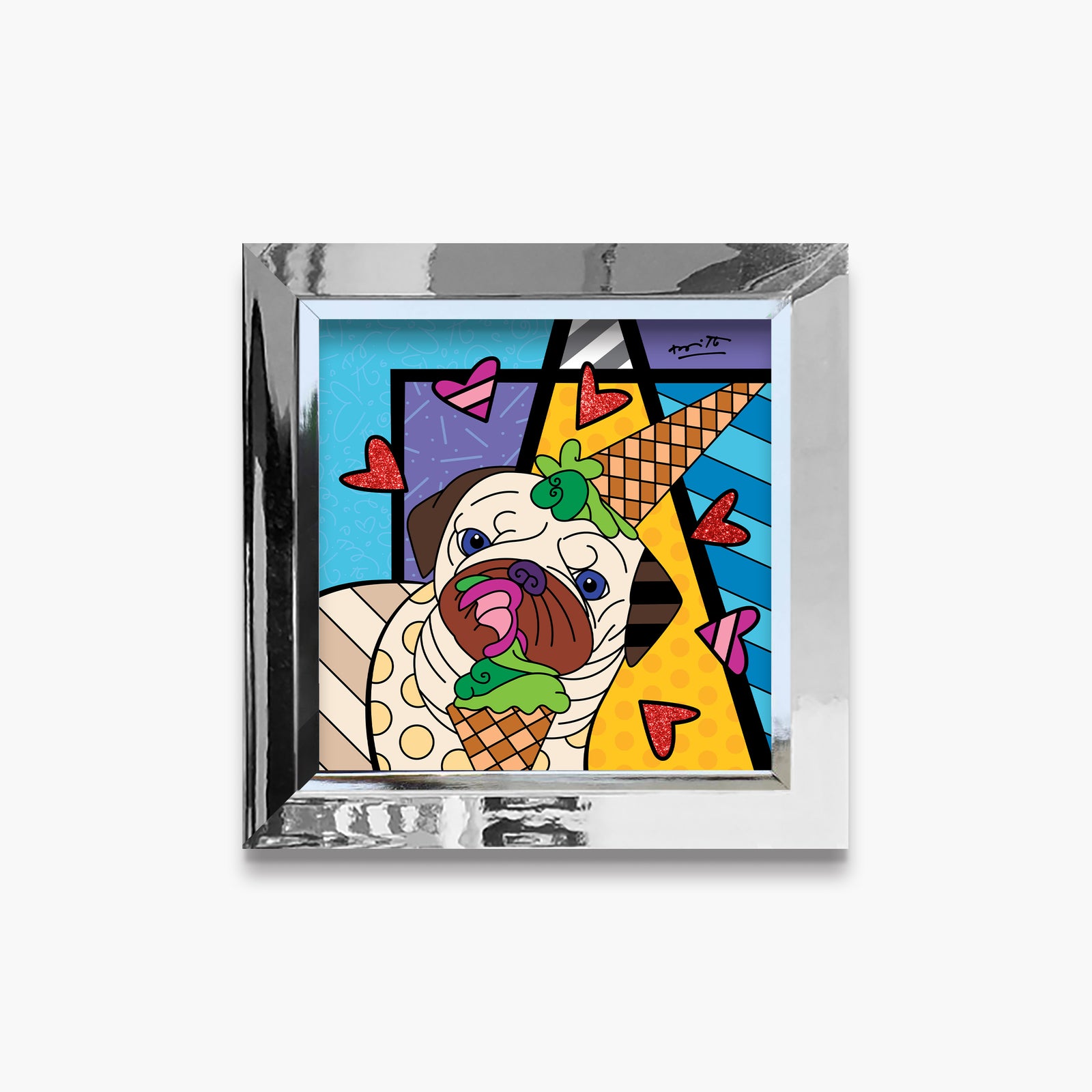 Romero Britto pistachio limited edition print  contemporary pop art piece