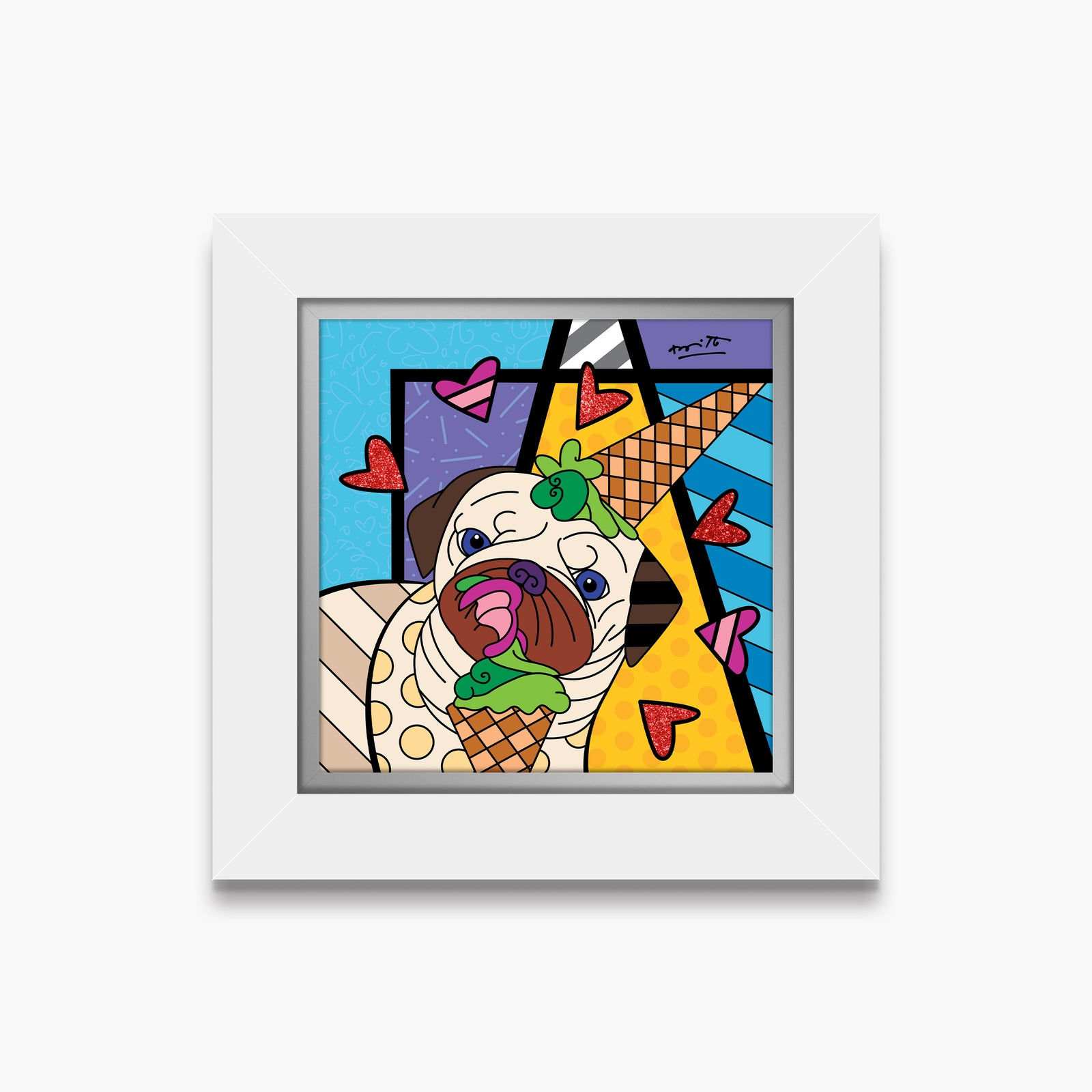 Romero Britto pistachio limited edition print  contemporary pop art piece
