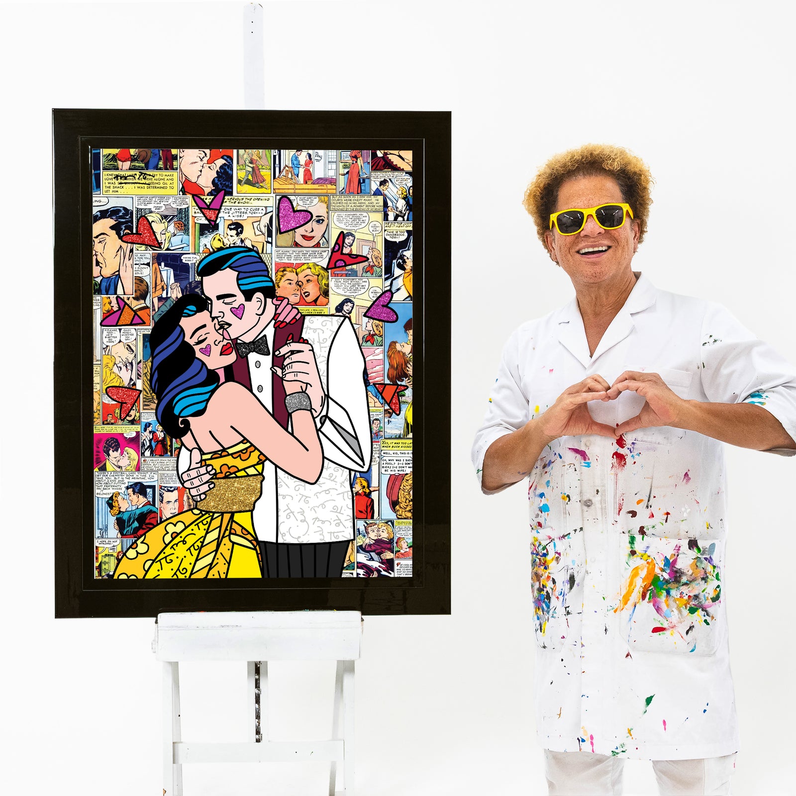 Romero Britto beautiful couple limited edition print  colorful pop art design