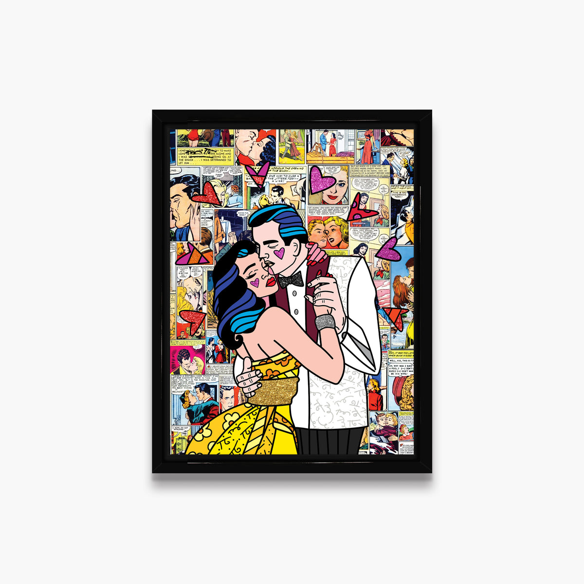 Romero Britto beautiful couple limited edition print  colorful pop art design