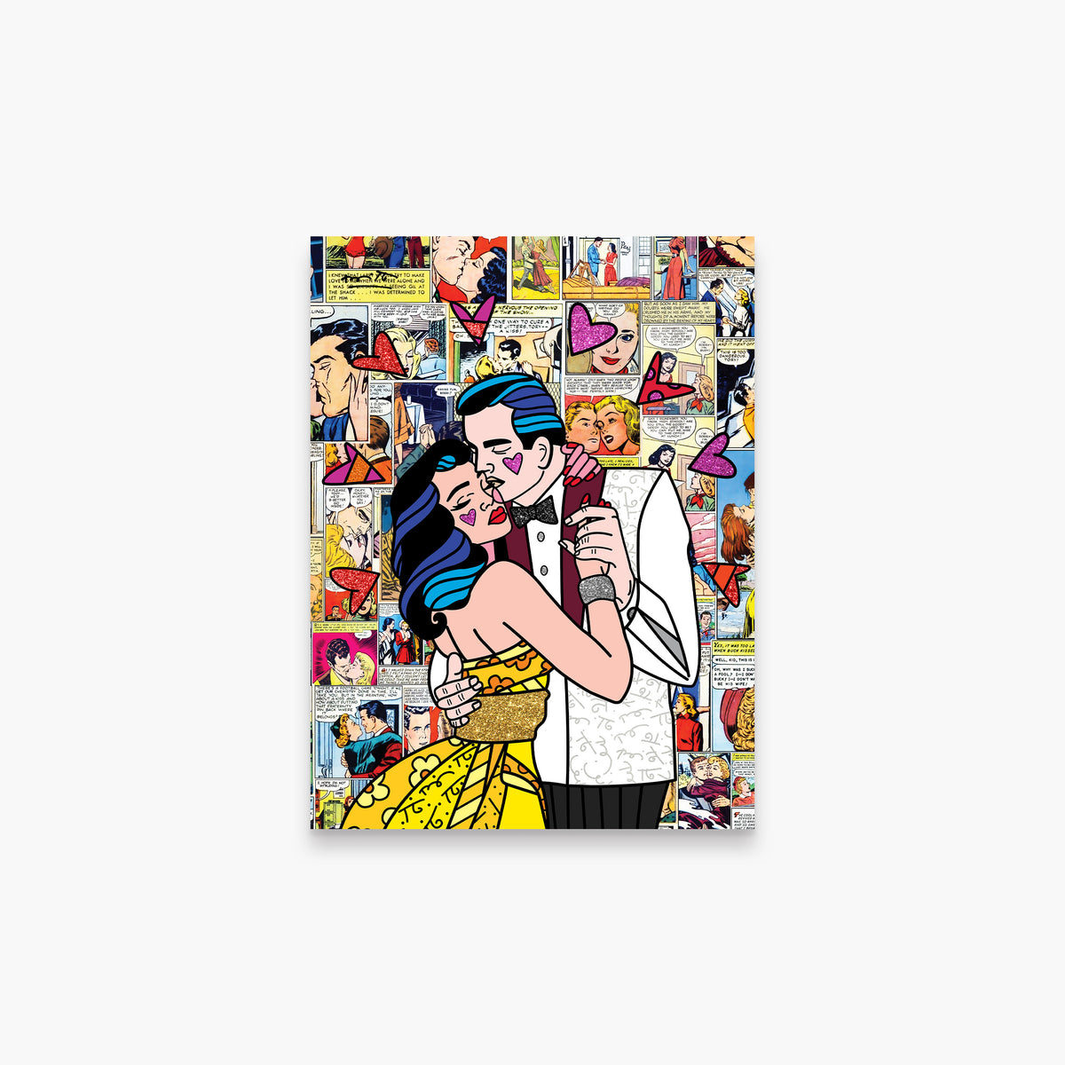 Romero Britto beautiful couple limited edition print  colorful pop art design