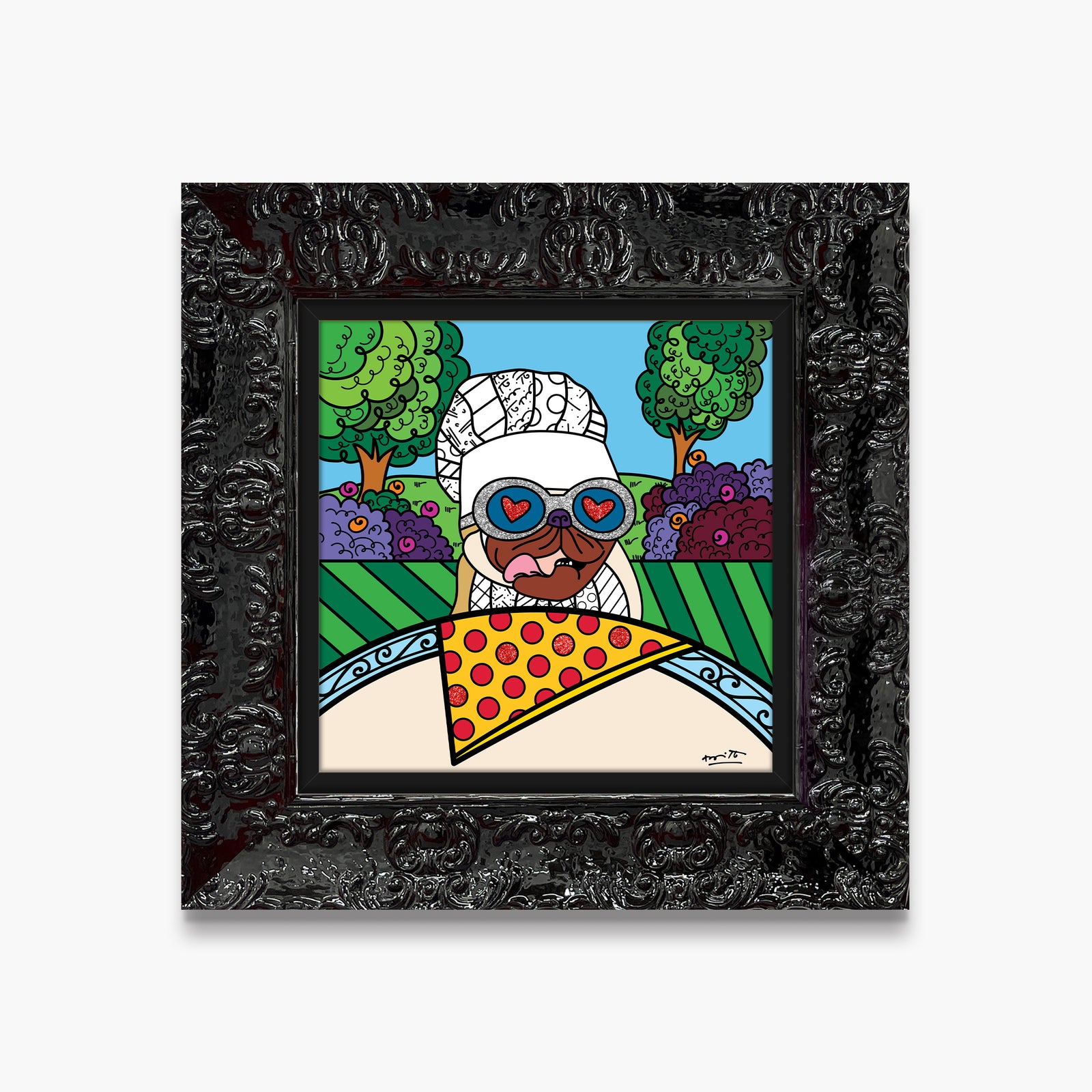 Romero Britto pepperoni limited edition print  contemporary pop art piece