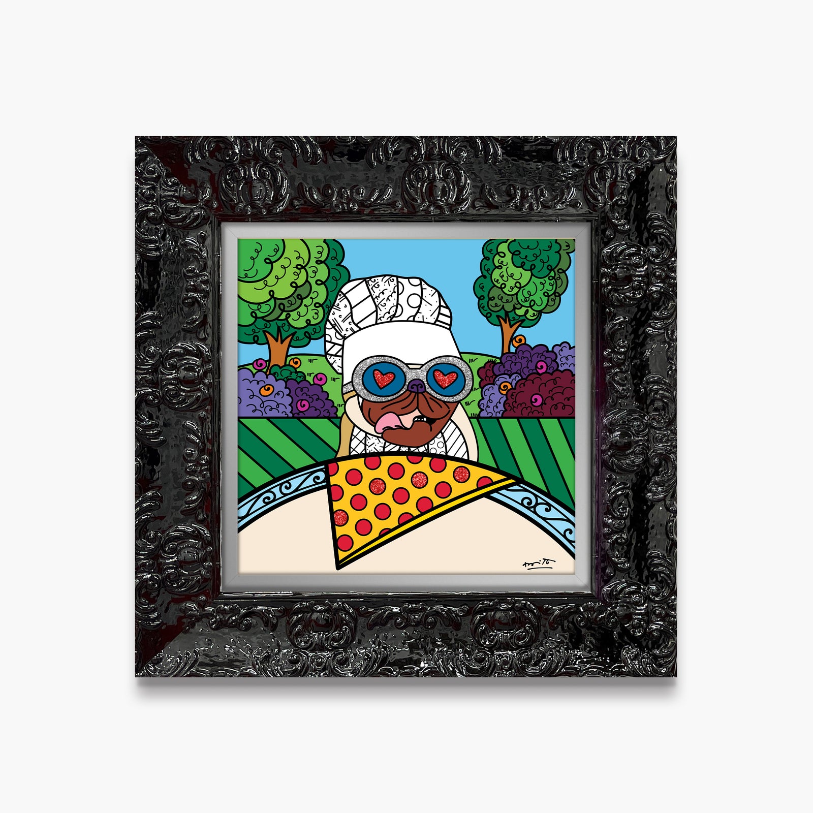 Romero Britto pepperoni limited edition print  colorful pop art design