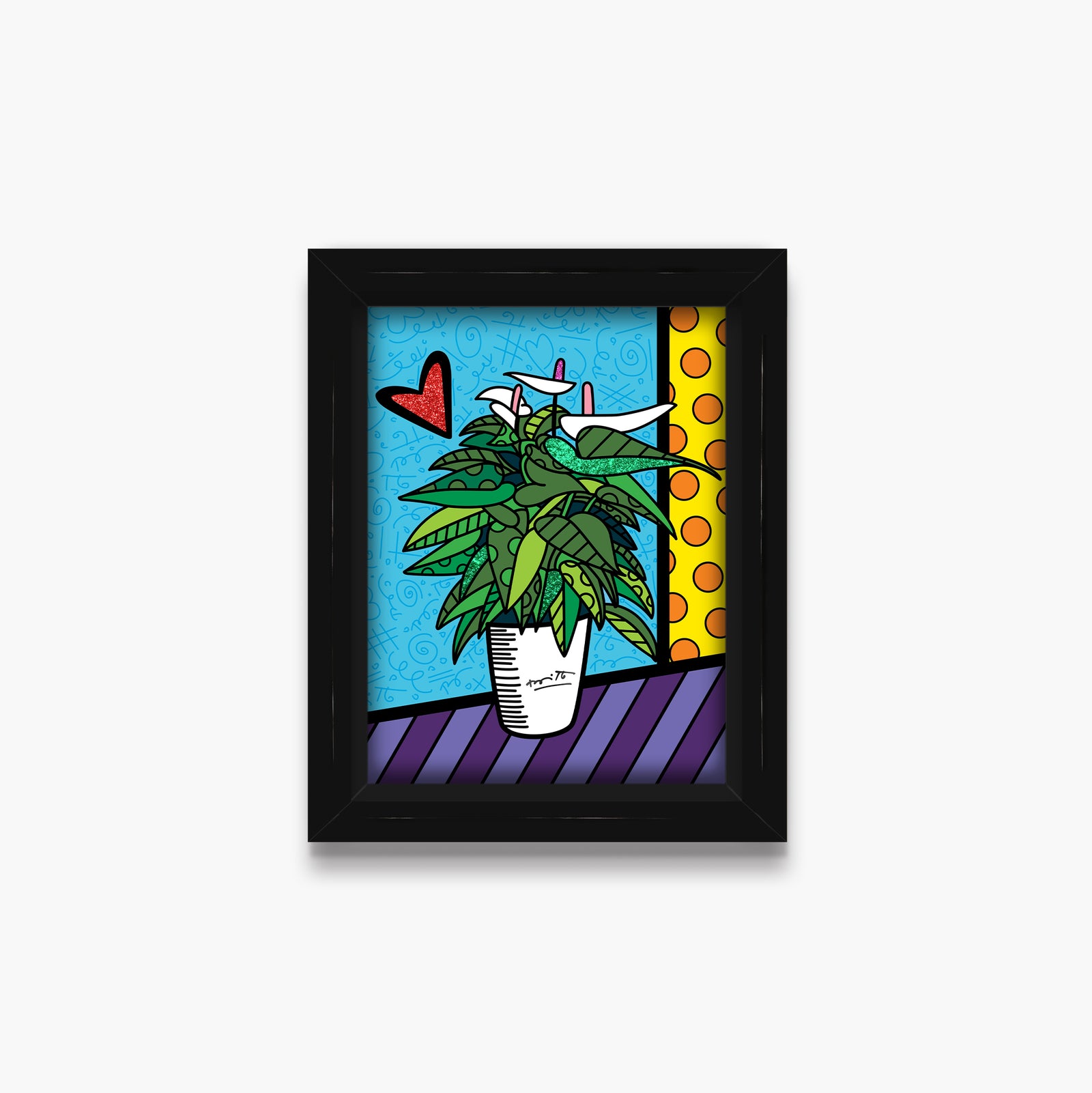 Romero Britto lily limited edition print  colorful pop art design