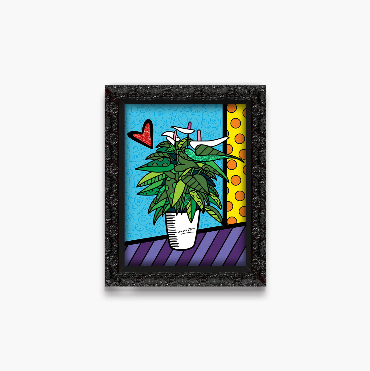 Romero Britto lily limited edition print  contemporary pop art piece