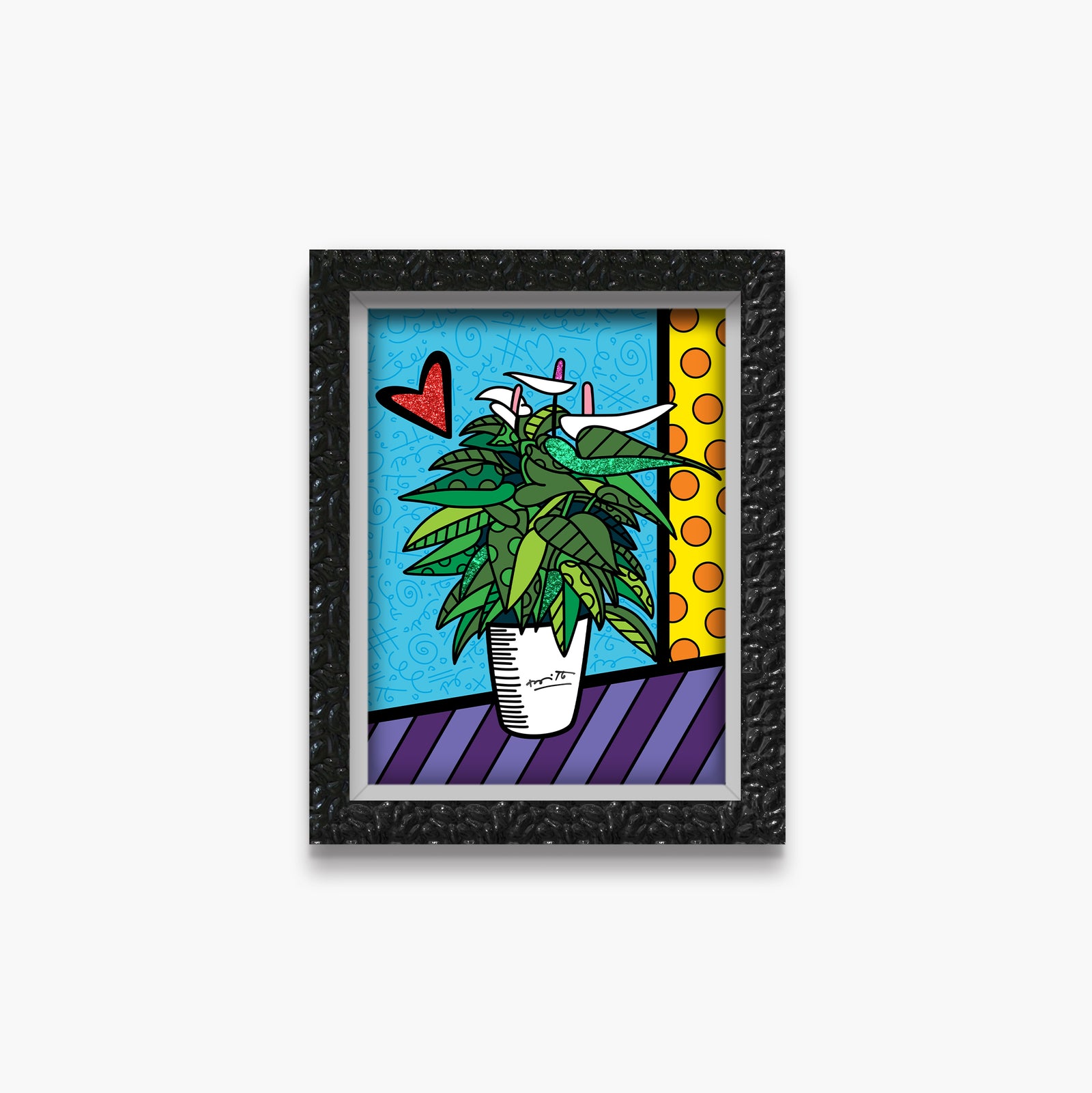 Romero Britto lily limited edition print  contemporary pop art piece