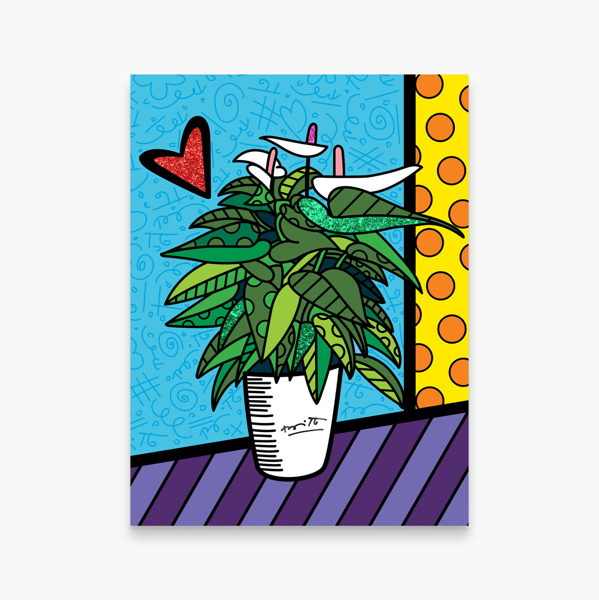 Romero Britto lily limited edition print  colorful pop art design