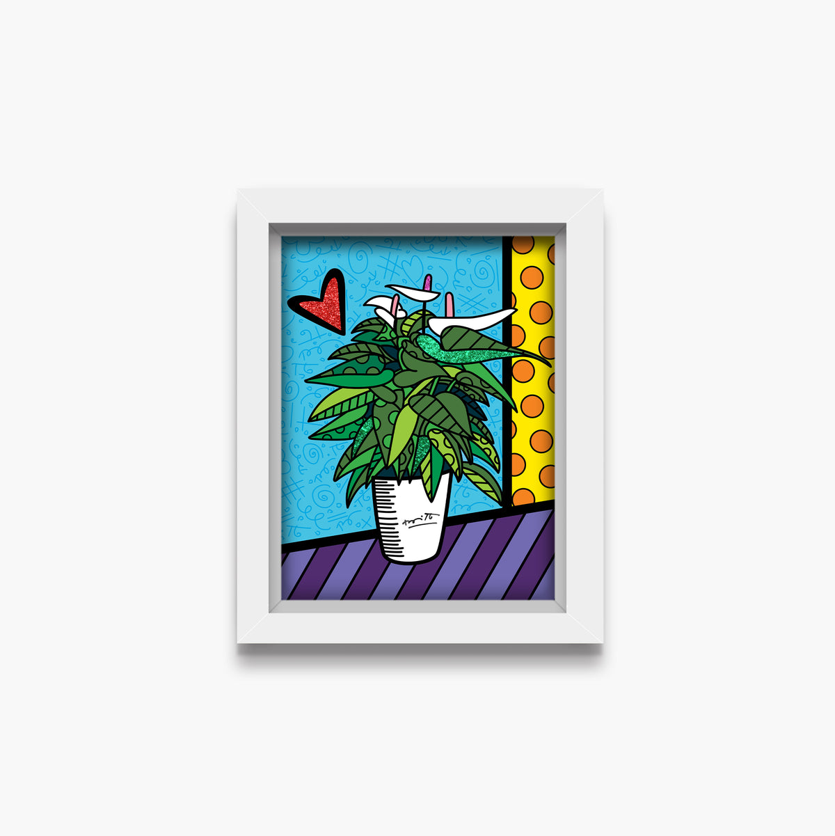 Romero Britto lily limited edition print  contemporary pop art piece
