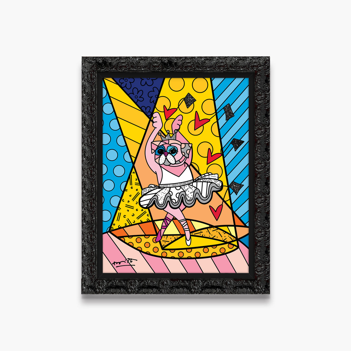 Romero Britto pug ballet limited edition print  contemporary pop art piece