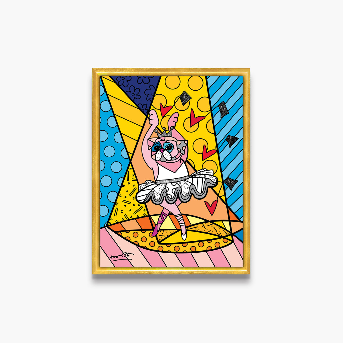 Romero Britto pug ballet limited edition print  colorful pop art design