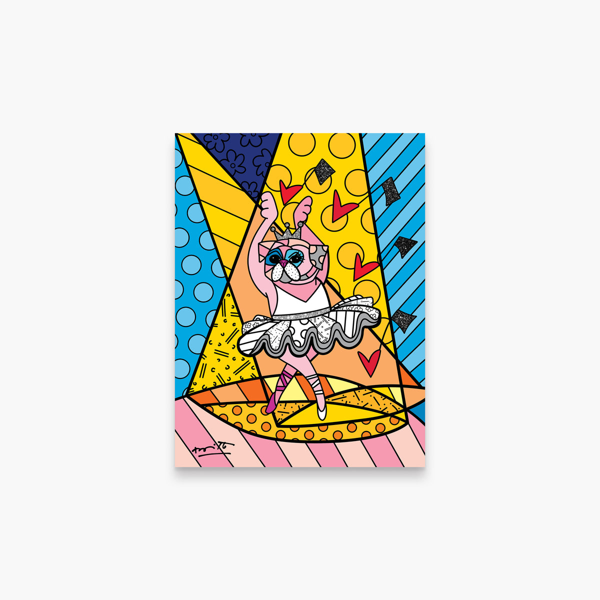 Romero Britto pug ballet limited edition print  colorful pop art design