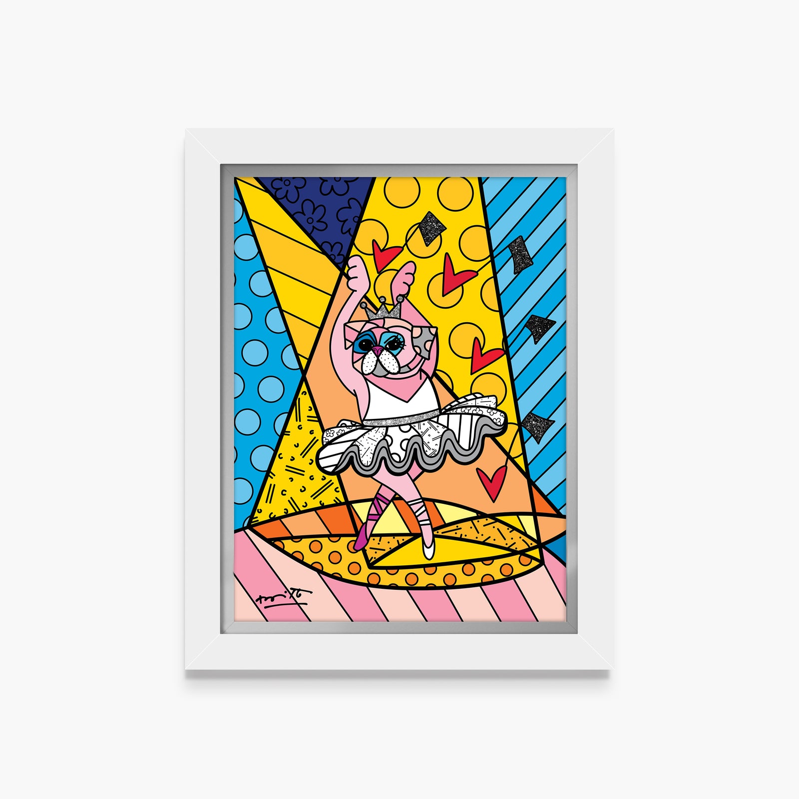 Romero Britto pug ballet limited edition print  contemporary pop art piece