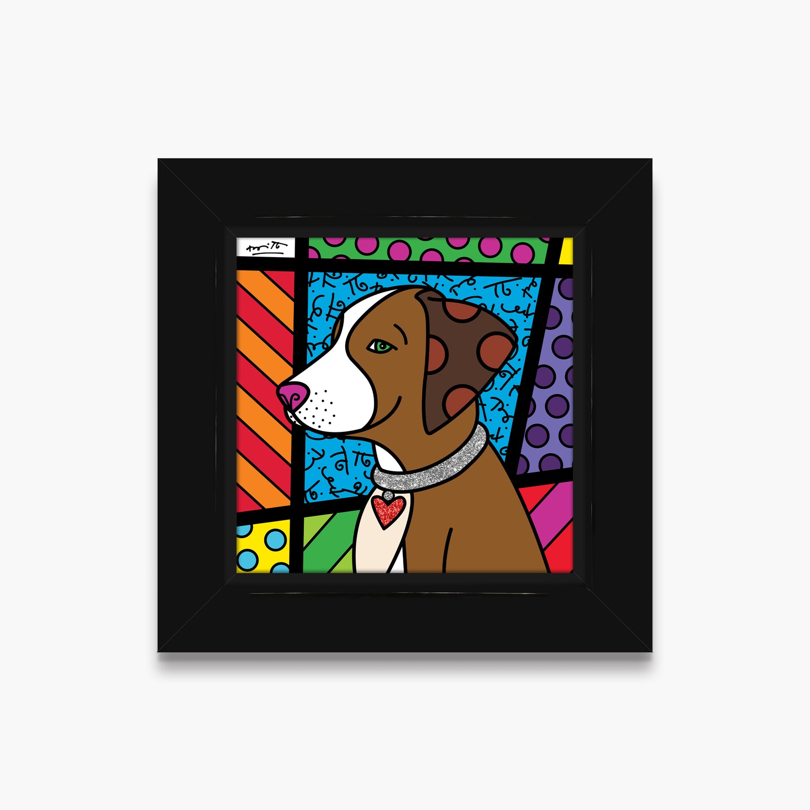 modern pop art heart puppy limited edition print  vibrant home decor