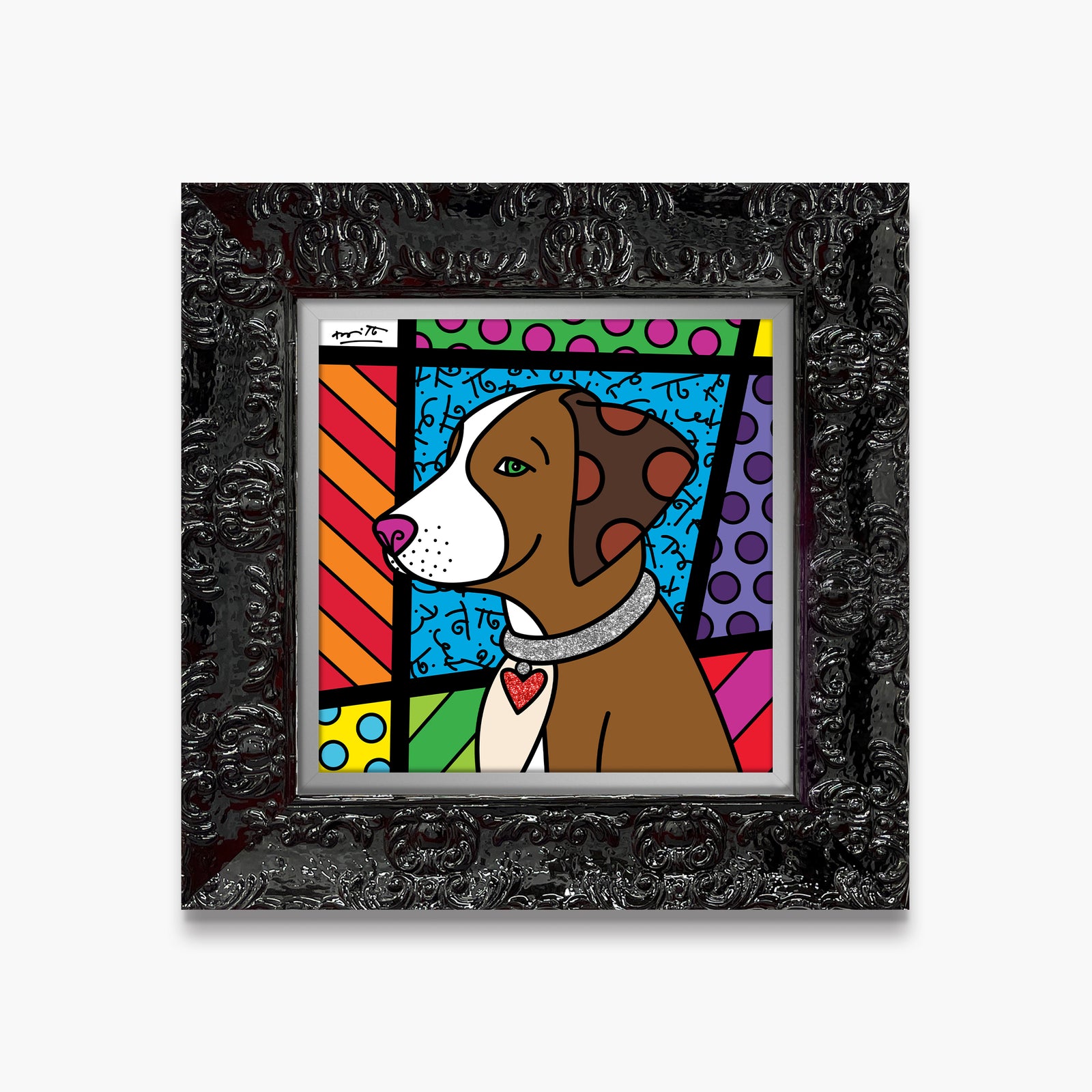 modern pop art heart puppy limited edition print  vibrant home decor