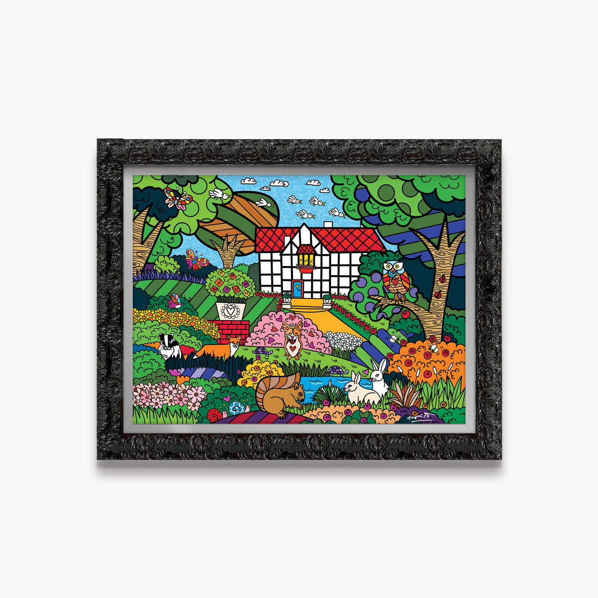 Romero Britto shakespeares garden limited edition print  colorful pop art design