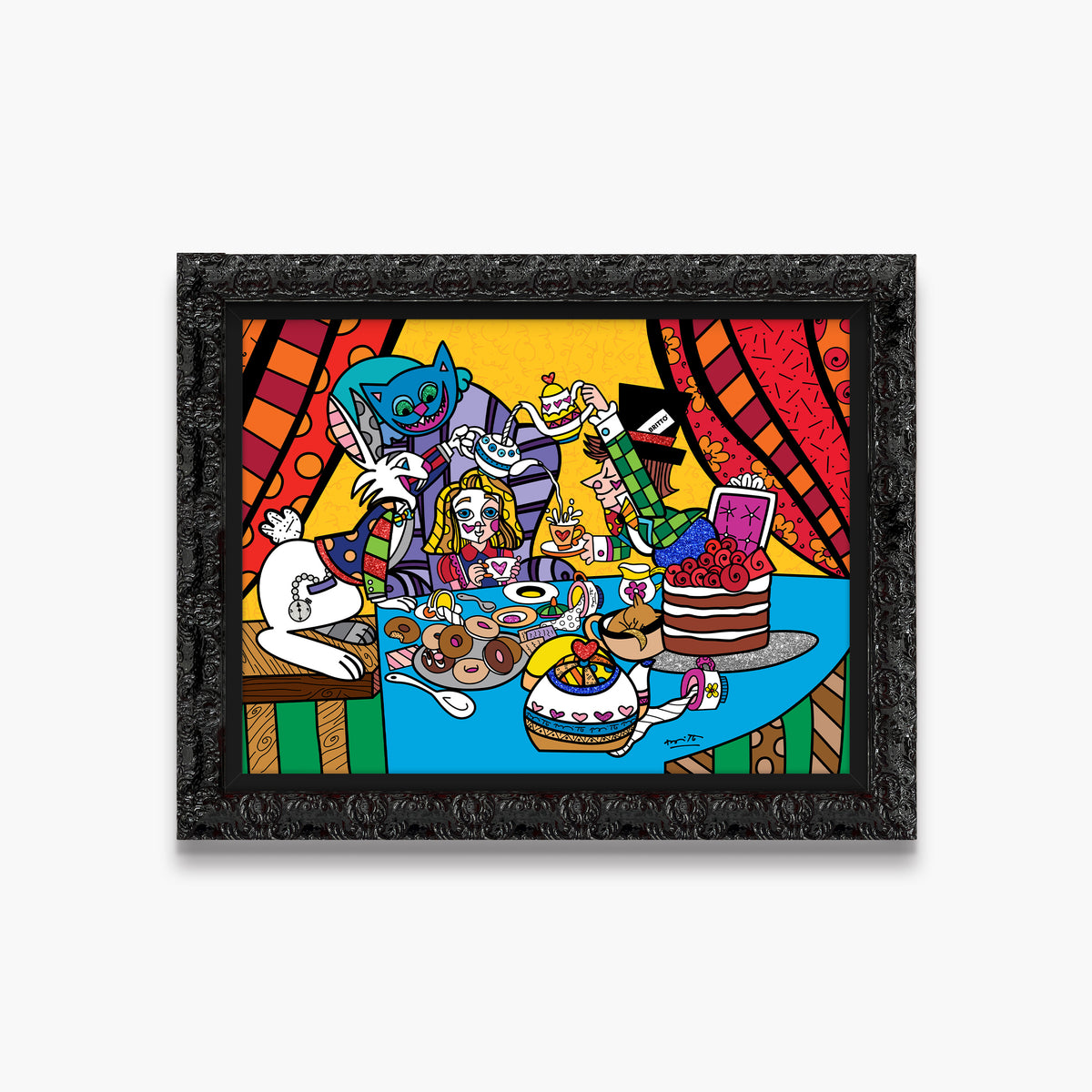 Romero Britto tea party limited edition print  contemporary pop art piece