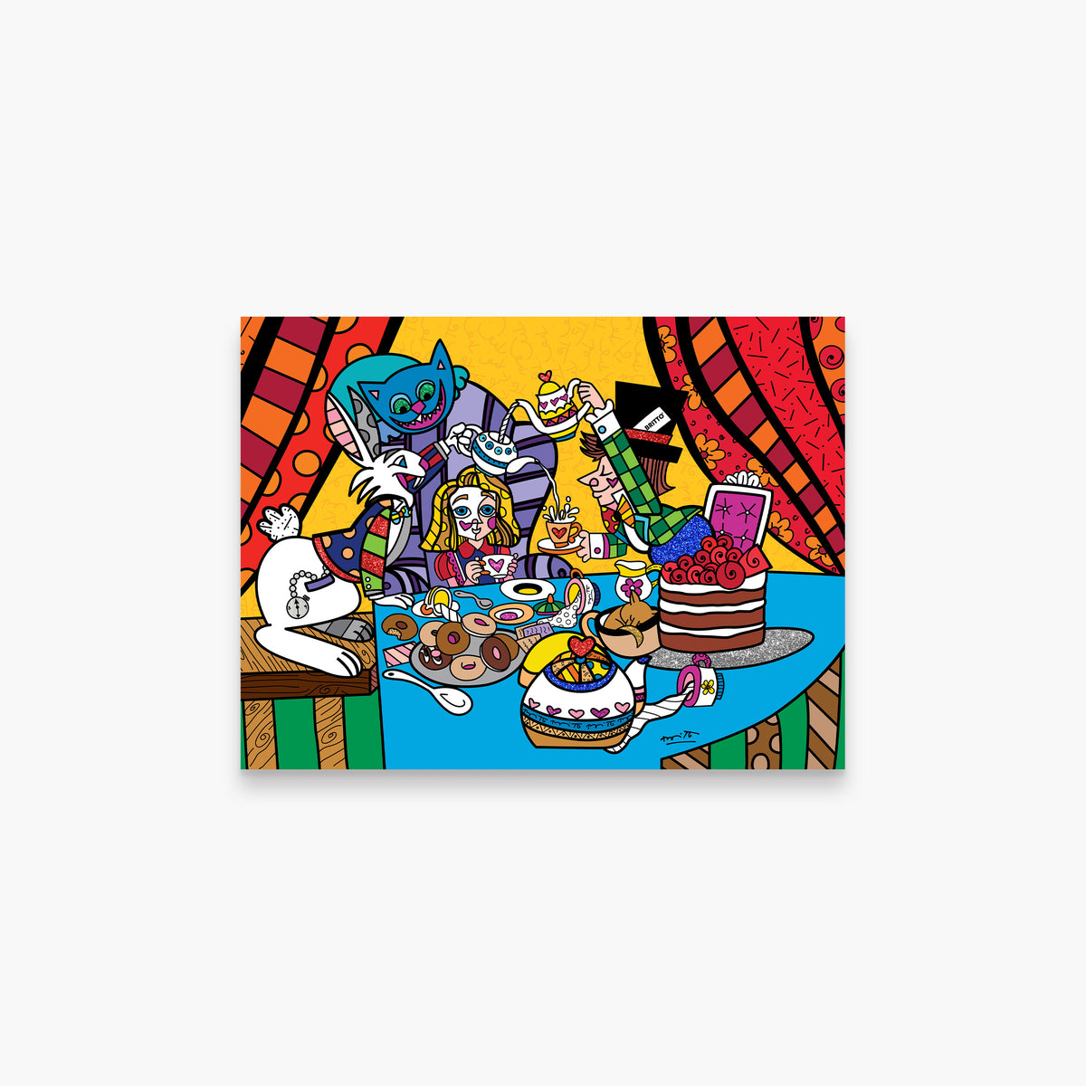 Romero Britto tea party limited edition print  colorful pop art design
