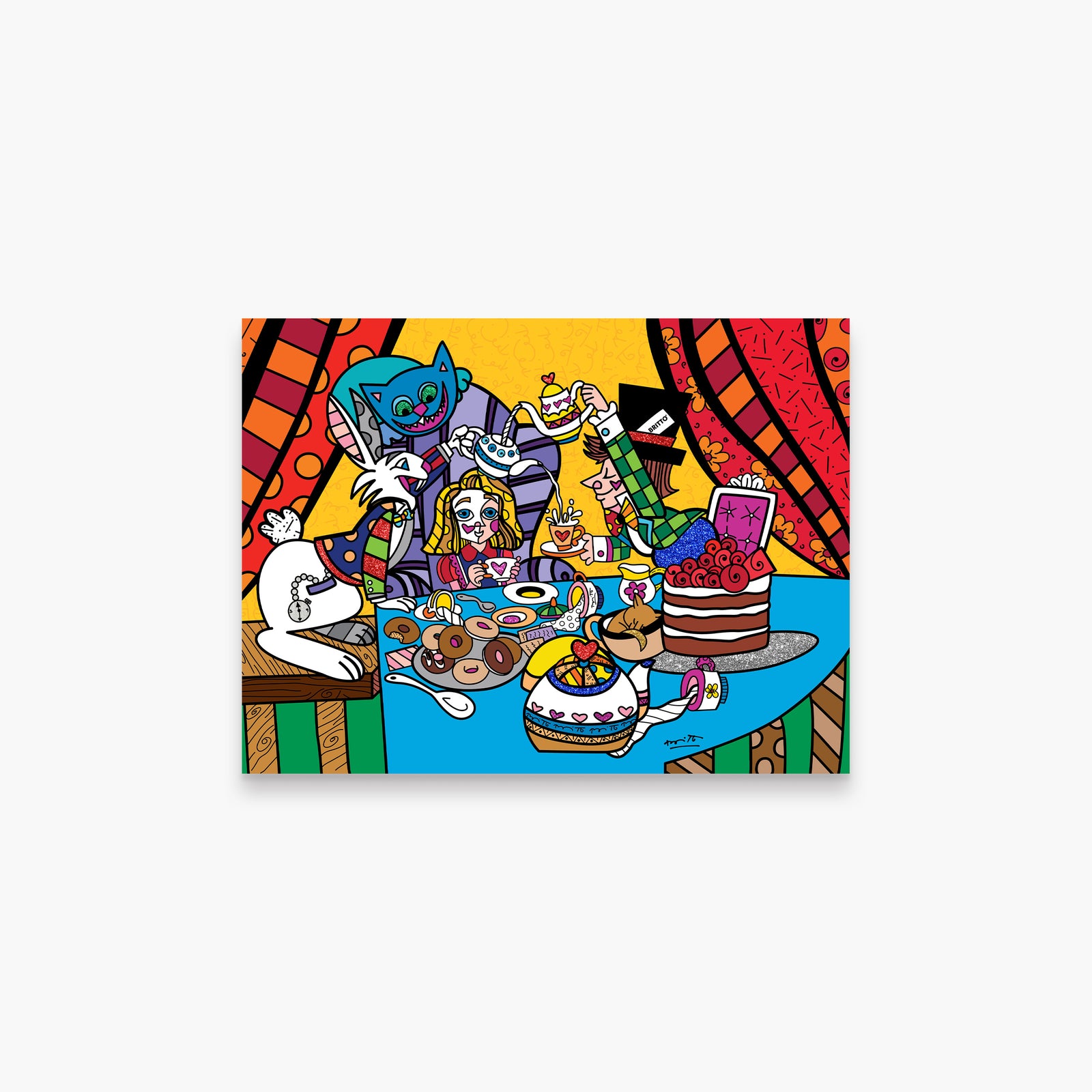 Romero Britto tea party limited edition print  colorful pop art design