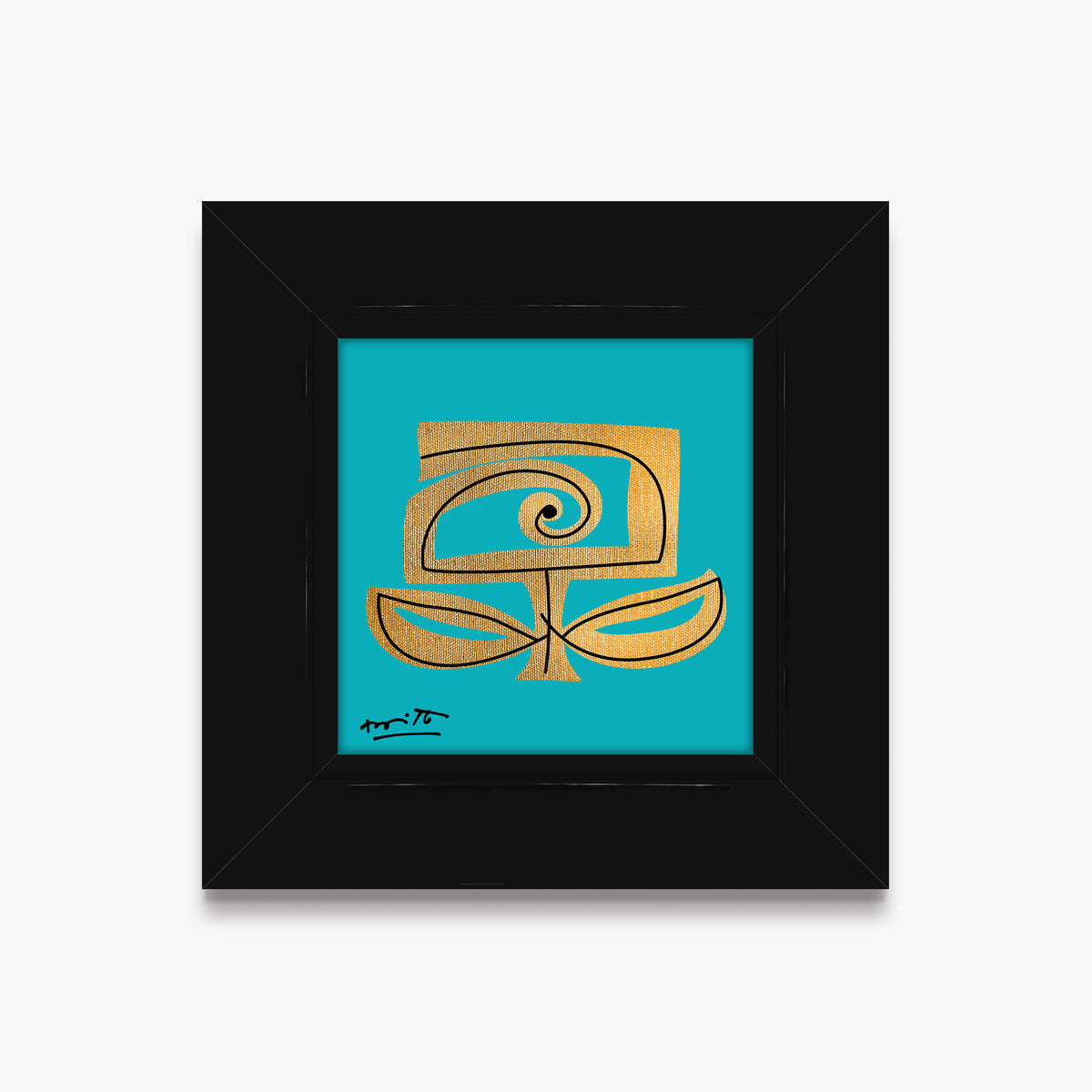 Romero Britto teal and gold limited edition  colorful pop art design