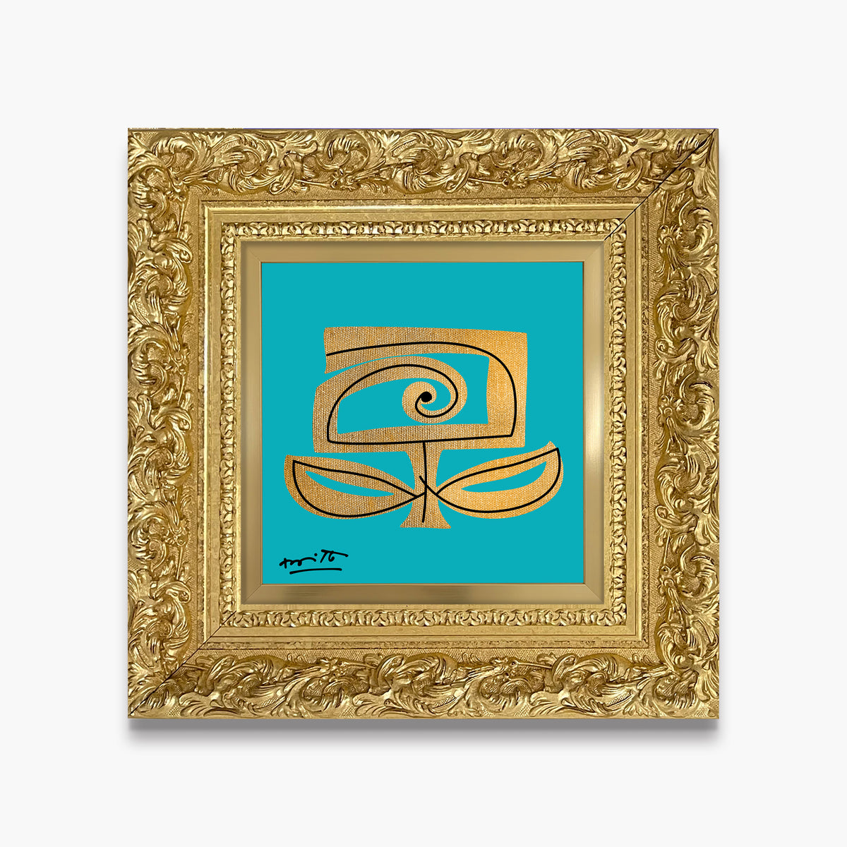 modern pop art teal and gold limited edition  vibrant home decor