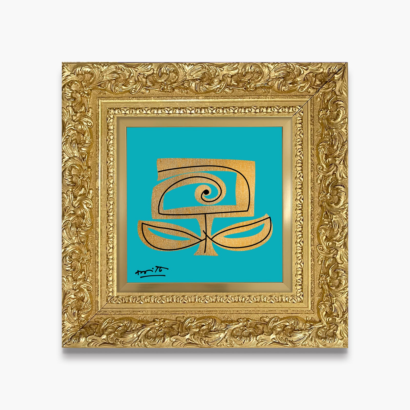 modern pop art teal and gold limited edition  vibrant home decor