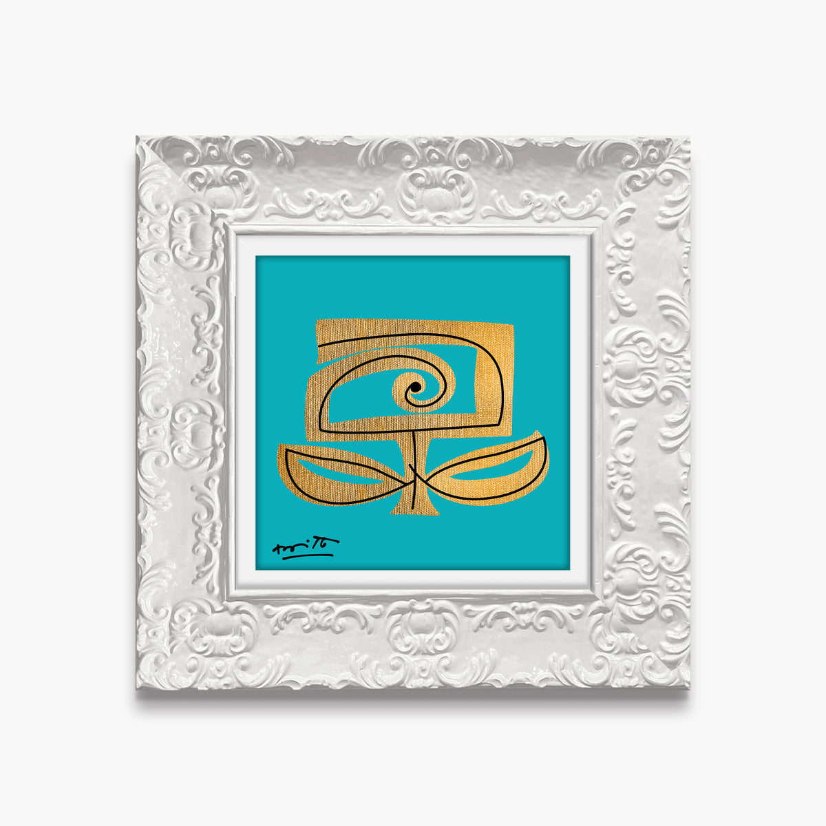 modern pop art teal and gold limited edition  vibrant home decor