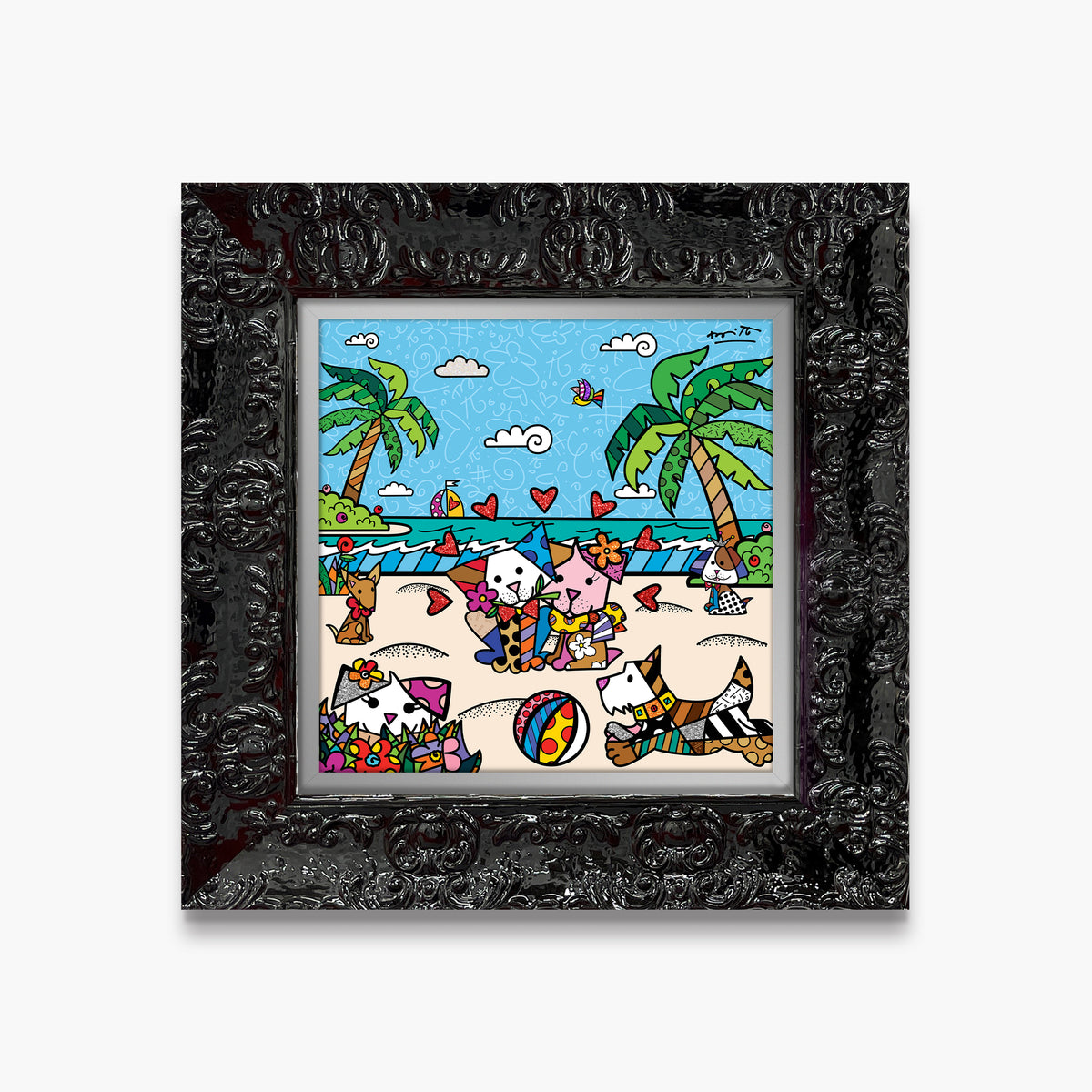 modern pop art palm beach dogs limited edition  vibrant home decor