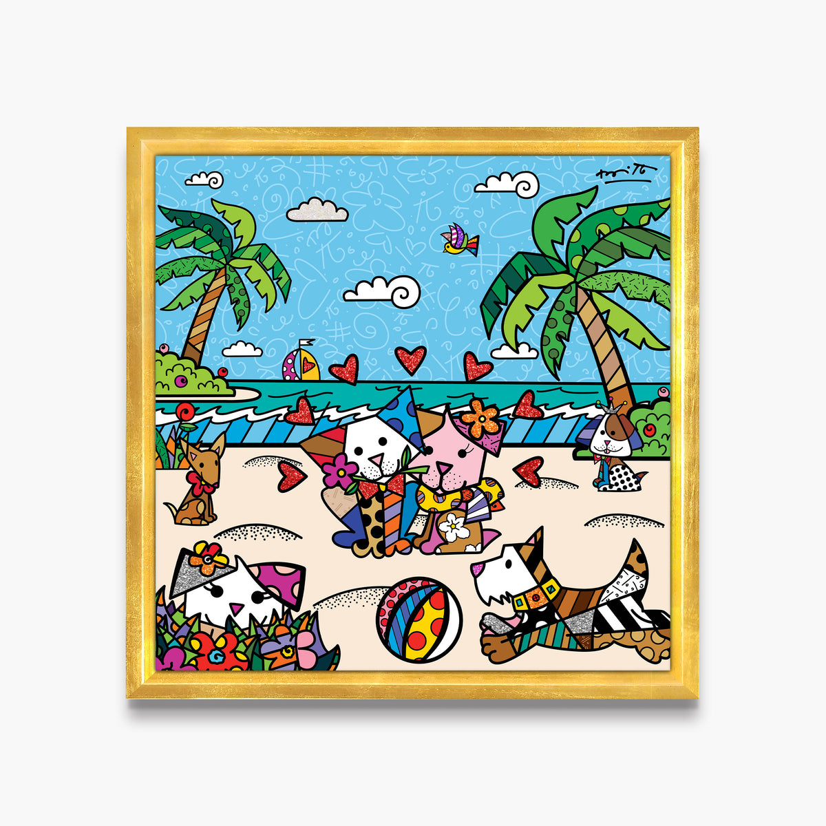 modern pop art palm beach dogs limited edition  vibrant home decor