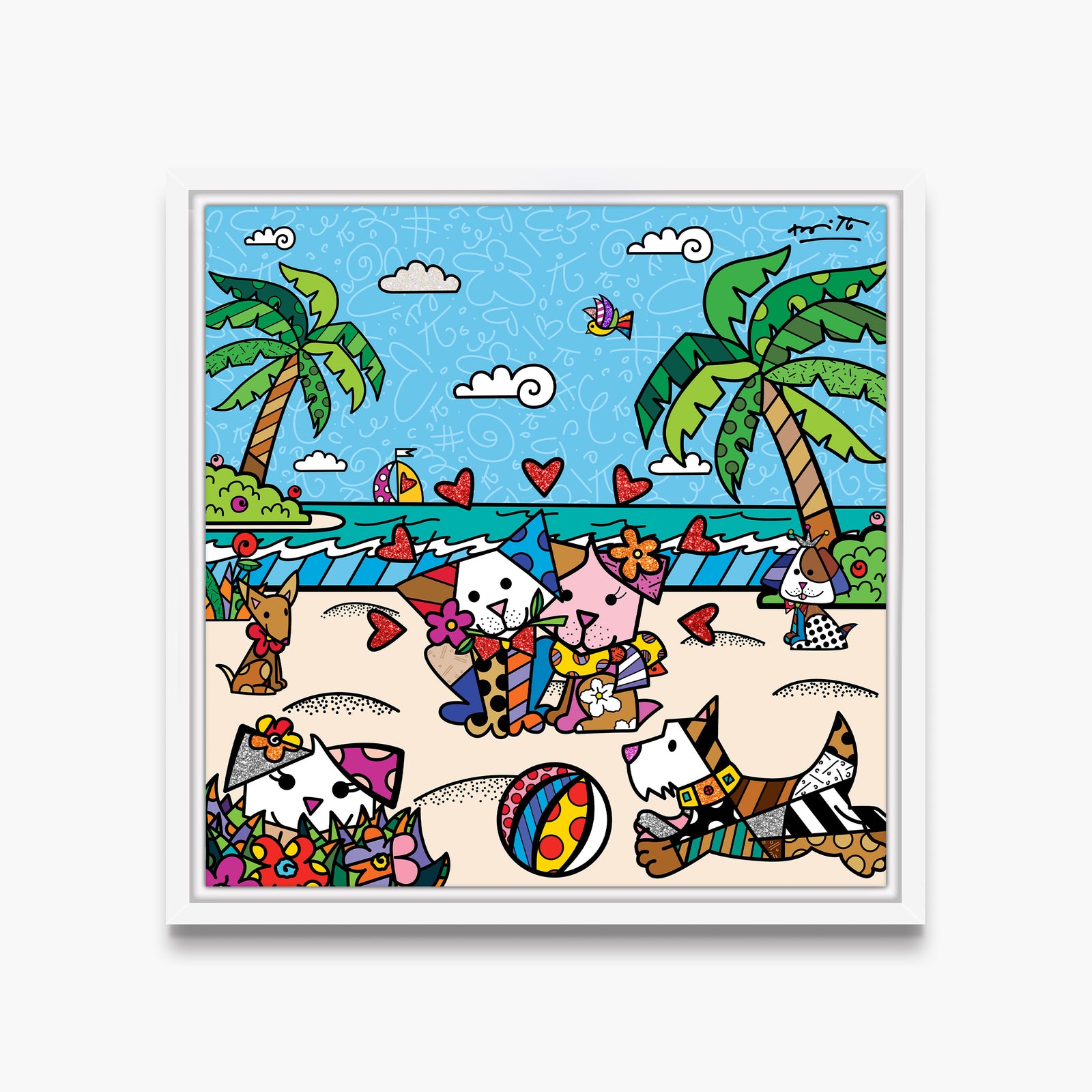 Romero Britto palm beach dogs limited edition  colorful pop art design