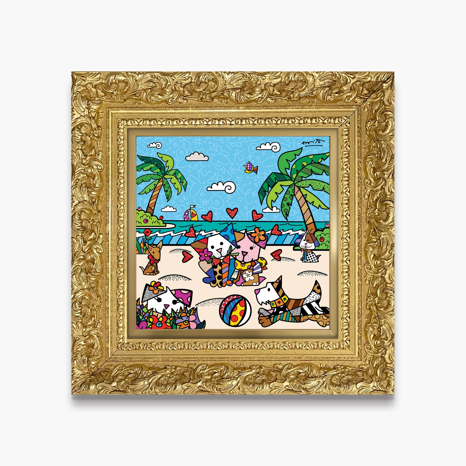 modern pop art palm beach dogs limited edition  vibrant home decor