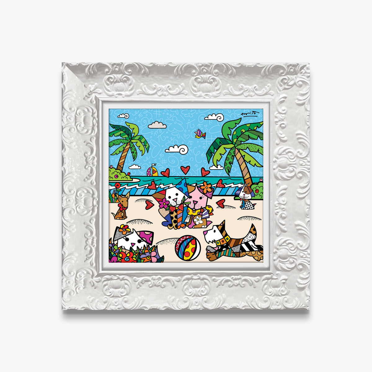 modern pop art palm beach dogs limited edition  vibrant home decor