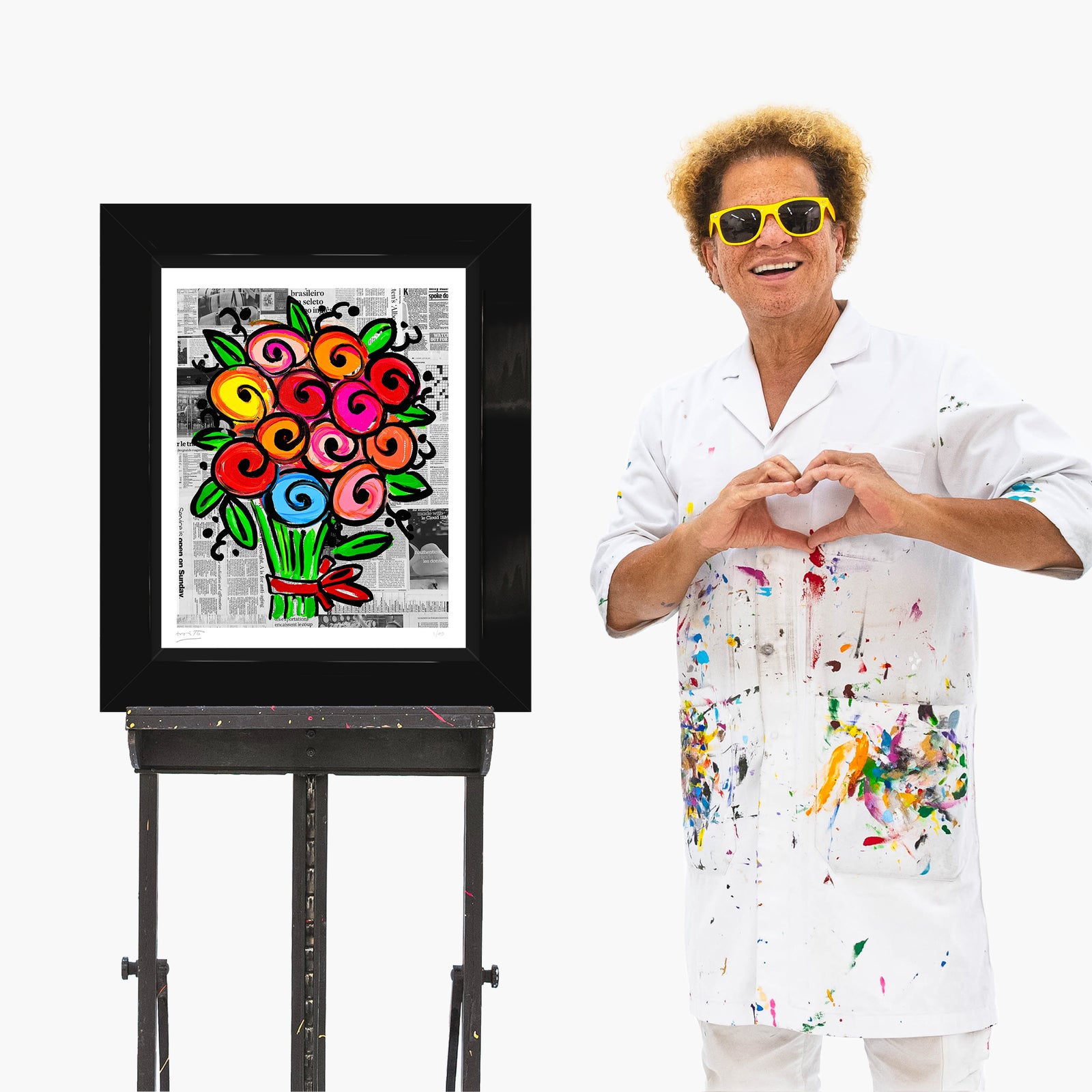 Romero Britto madelines flowers limited edition print  colorful pop art design