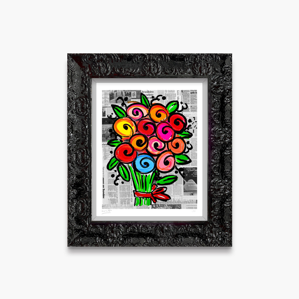 modern pop art madelines flowers limited edition print  vibrant home decor