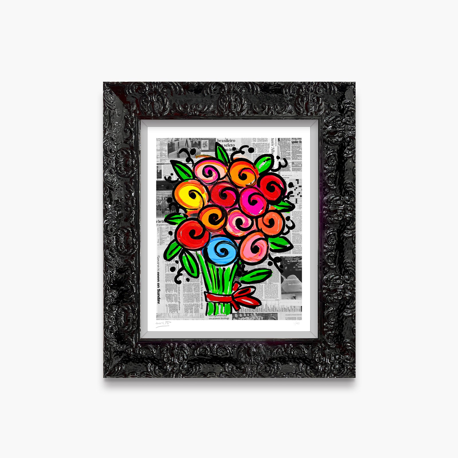 modern pop art madelines flowers limited edition print  vibrant home decor