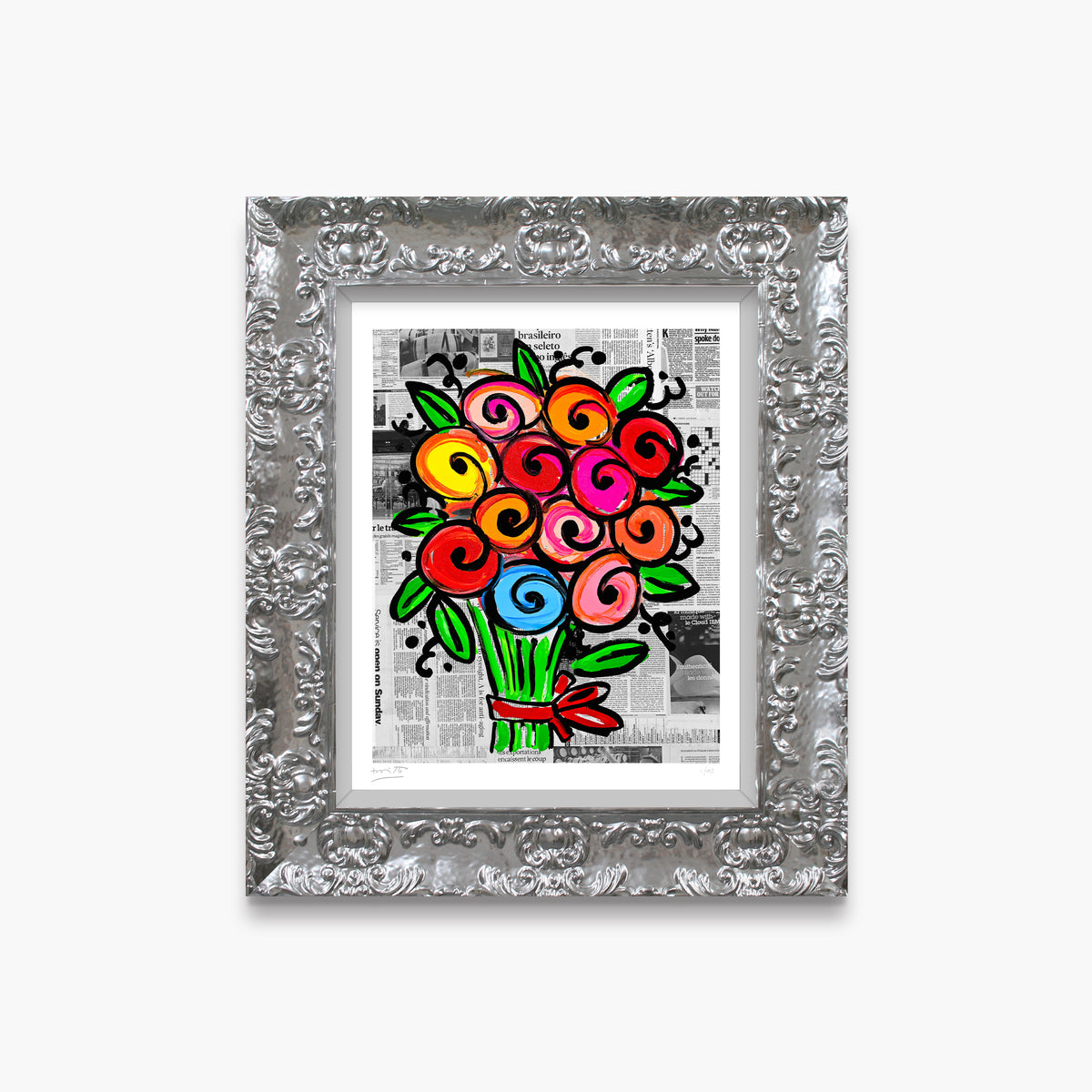 Romero Britto madelines flowers limited edition print  contemporary pop art piece