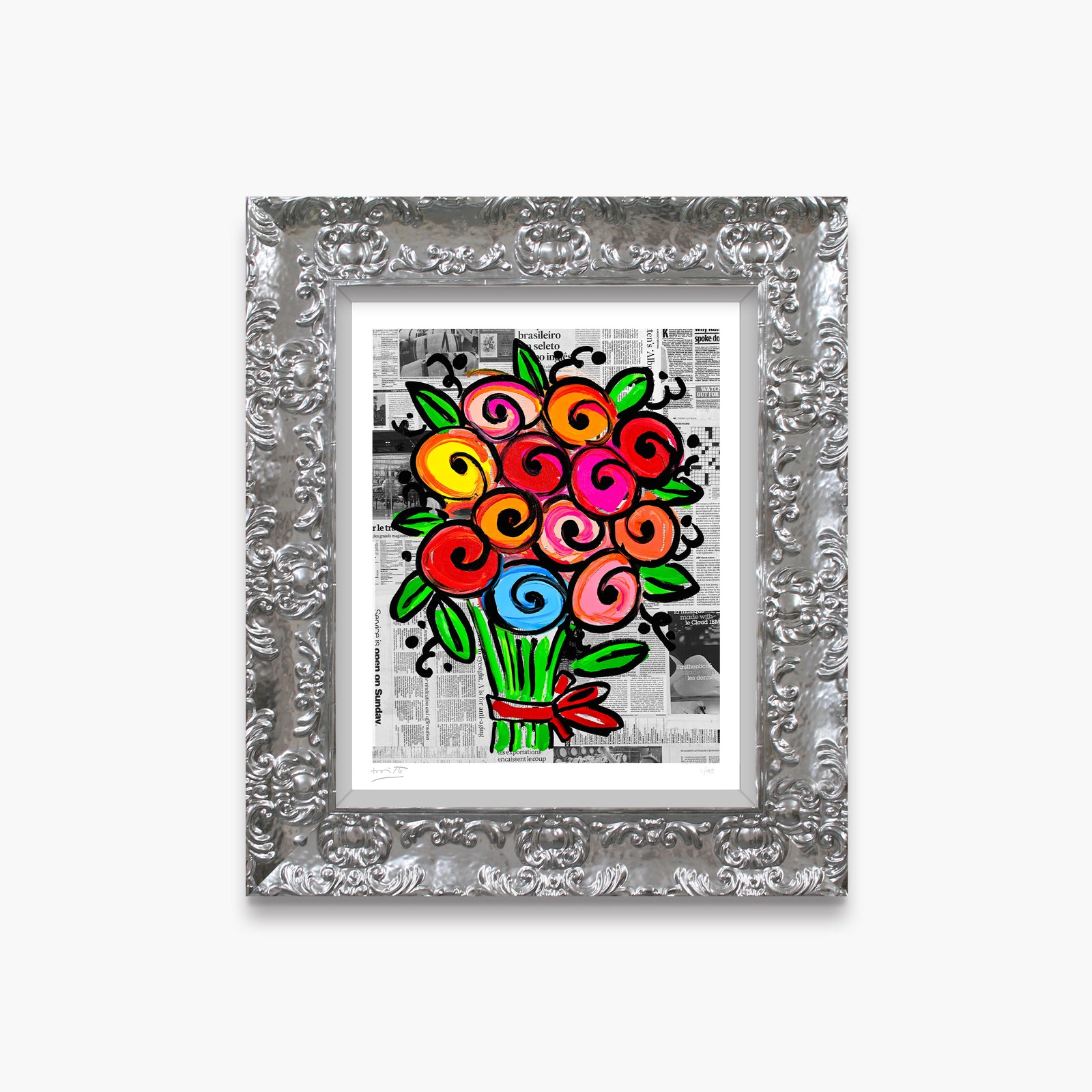 Romero Britto madelines flowers limited edition print  contemporary pop art piece