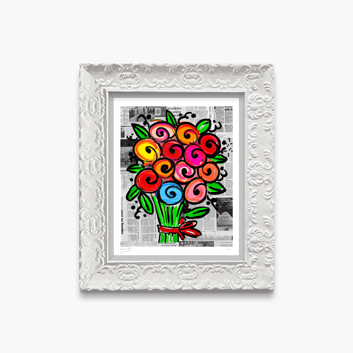 Romero Britto madelines flowers limited edition print  colorful pop art design