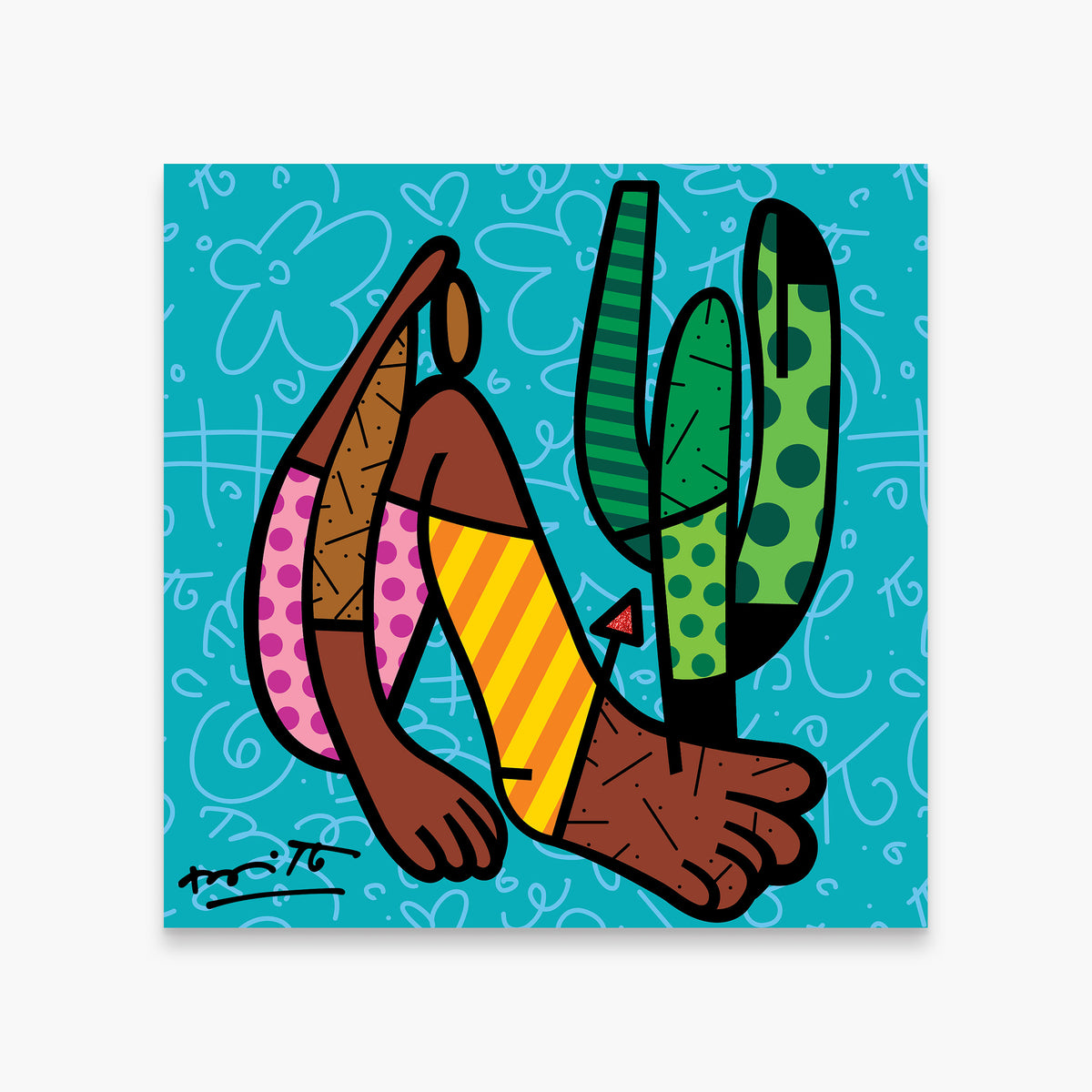 Romero Britto modernism limited edition print  colorful pop art design